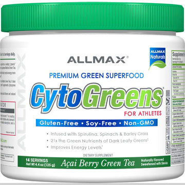ALLMAX Naturals CytoGreens Super Greens Powder, Premium Green Superfood with Greens, Superfoods, Daily Greens Supplement, Acai Berry Green Tea, 14 Servings ALLMAX uk supplements