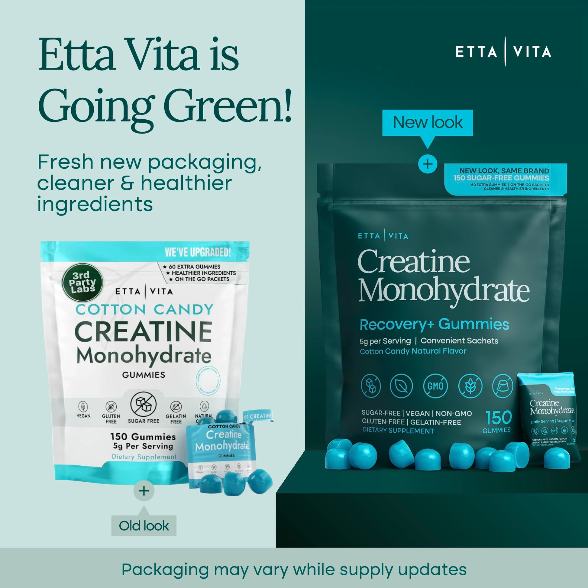 Sugar-Free Creatine Monohydrate Gummies (5g Per Packet) - Potent Creatine Gummies for Men & Women, Supplement for Muscle Support, Cognitive Function - Non-GMO, Gluten-Free, Mucuna Pruriens Etta Vita uk supplements