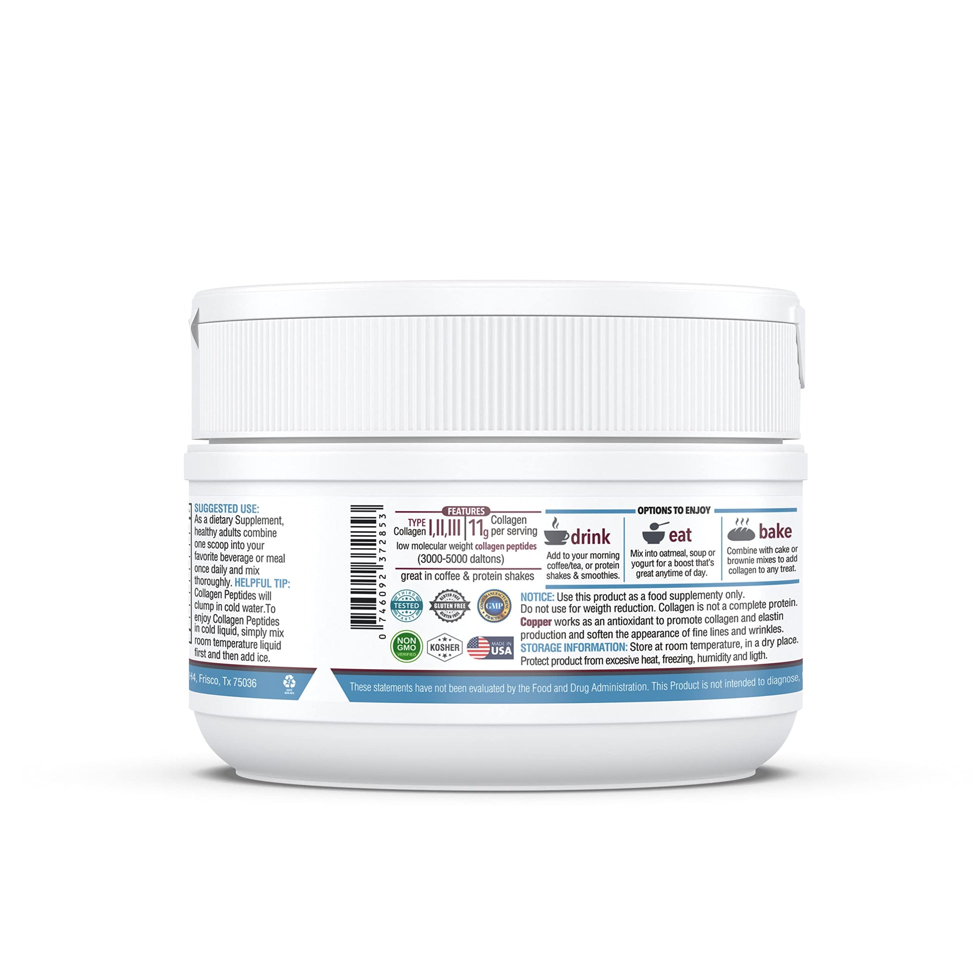 KAPPA NUTRITION Collagen Type I, II, III, 6 Billion Probiotic Acid Resistance, Hyaluronic Acid, Vitamin C, Biotin, Copper and MCT Oil, Beautiful Hair, Nails, & Skin, Collagen Peptides 9 in 1 (11.9oz) KAPPA NUTRITION uk supplements