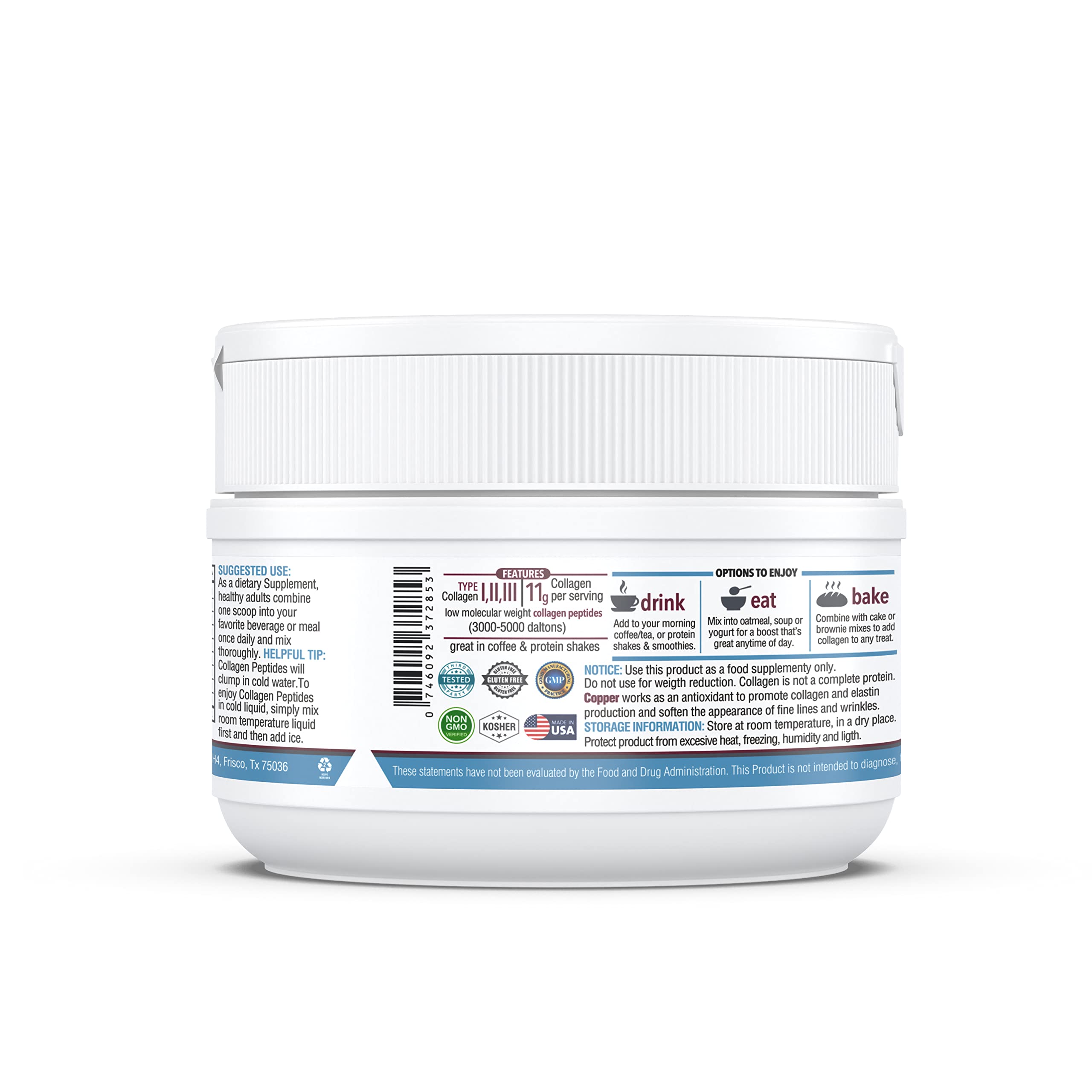 KAPPA NUTRITION Collagen Type I, II, III, 6 Billion Probiotic Acid Resistance, Hyaluronic Acid, Vitamin C, Biotin, Copper and MCT Oil, Beautiful Hair, Nails, & Skin, Collagen Peptides 9 in 1 (11.9oz) KAPPA NUTRITION uk supplements