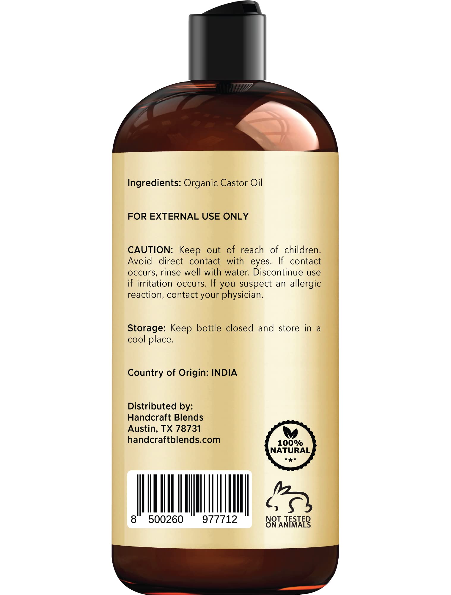 Handcraft Blends Organic Castor Oil for Hair Growth, Eyelashes and Eyebrows - 100% Pure Handcraft Blends uk supplements