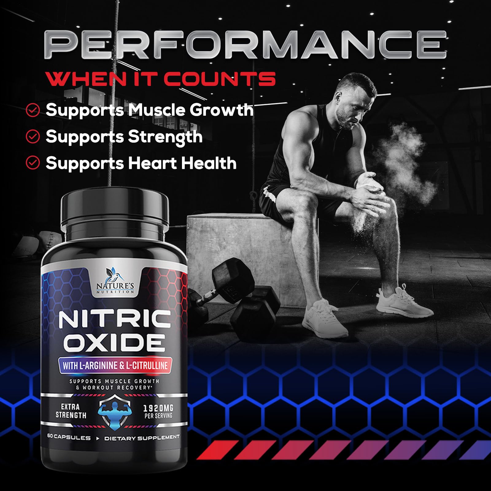 Extra Strength Nitric Oxide Supplement L Arginine 3X Strength - Citrulline Malate, AAKG Nature's Nutrition uk supplements