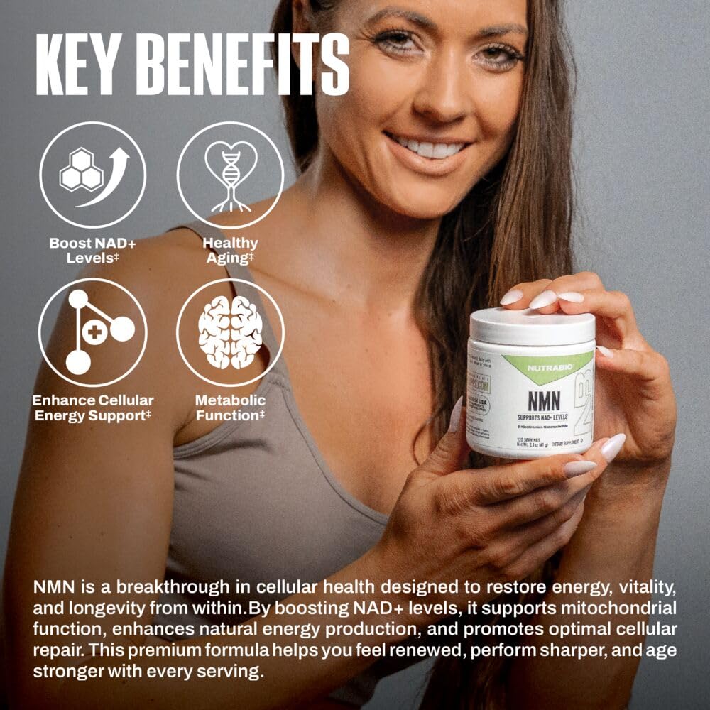 NutraBio NMN - NAD Supplement, Longevity Support, Boost NAD Levels, Increase Cellular Energy, Brain Health, Healthy Aging- 120 Servings NutraBio uk supplements