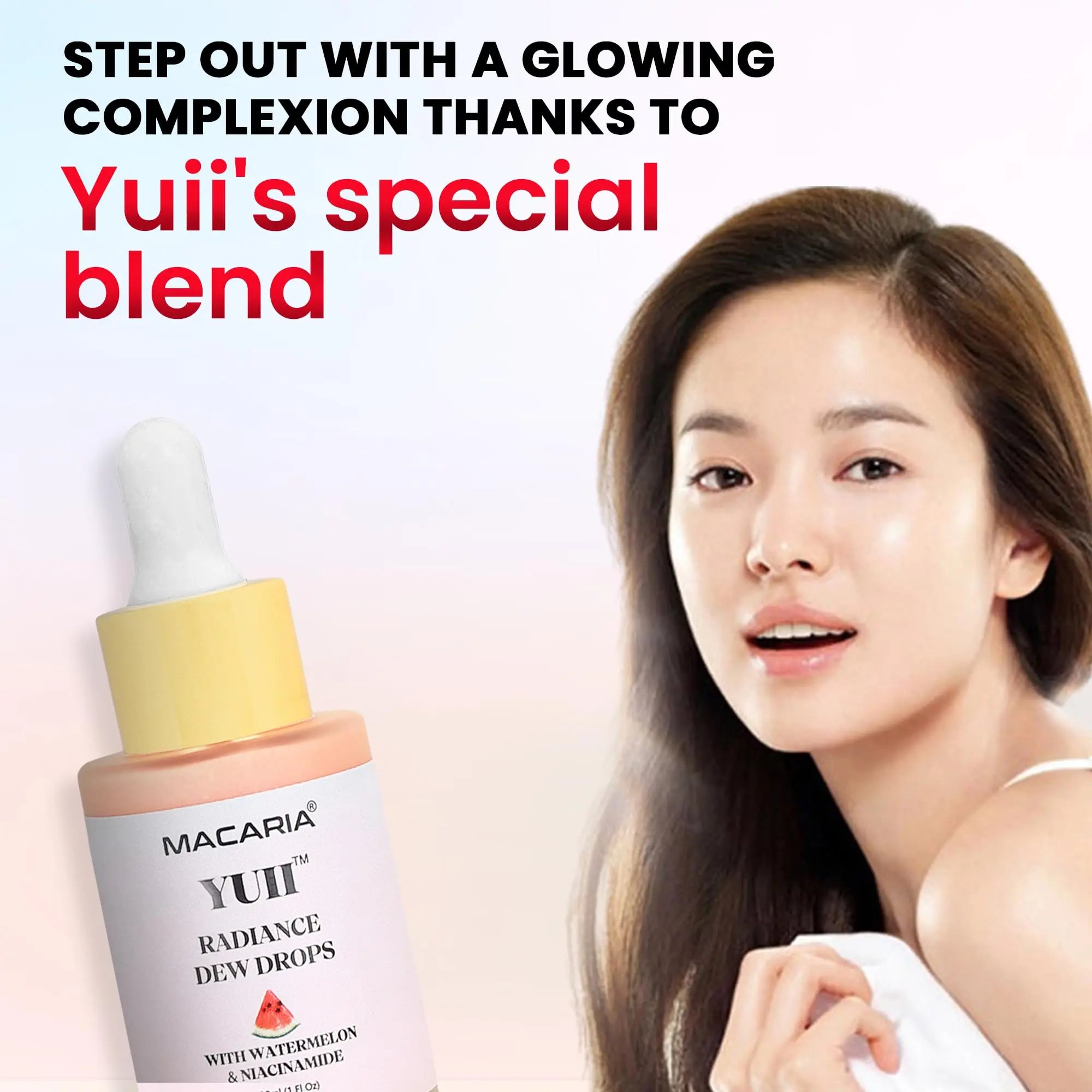 Yuii Niacinamide Serum Dew Drops - Face Moisturizer with Watermelon Fruit Extract - Glow Drops for Skincare and Makeup - Hydrating Formula for Radiant Skin - Pink Finish for Women & Girls MACARIA uk supplements