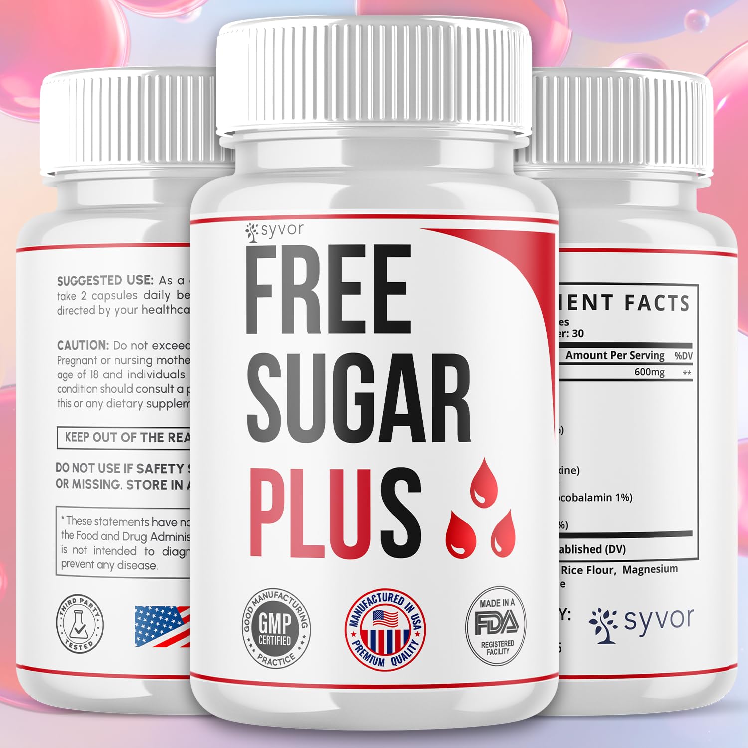 Free Sugar Plus Capsules, Official FreeSugar Plus Blood Health Support Pills With All Natural Ingredients, Free Sugar Plus Advanced Wellness Support with Premium Vitamins for Women & Men (60 Capsules) Syvor uk supplements