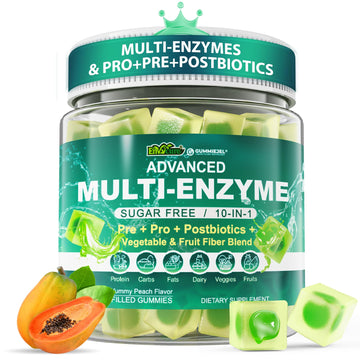 Digestive Enzymes Gummies for Women & Men, Multi-Enzymes with 90Billion CFU Probiotics and Prebiotics & Postbiotic, Vegetable & Fruit Fiber Blend, Super Enzymes for Digestive & Gut Health,Immune,60Cts EnvyCure uk supplements