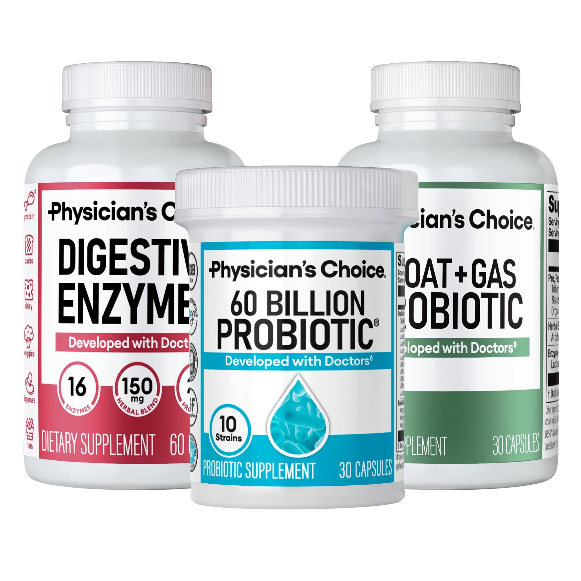 Physician's CHOICE Gut Guardian Bundle: Advanced Bloating & Digestion Support with 60 Billion Probiotic, Digestive Enzymes & Bloat + Gas Probiotic - Daily Gut Health Support for Women and Men Physician's CHOICE uk supplements