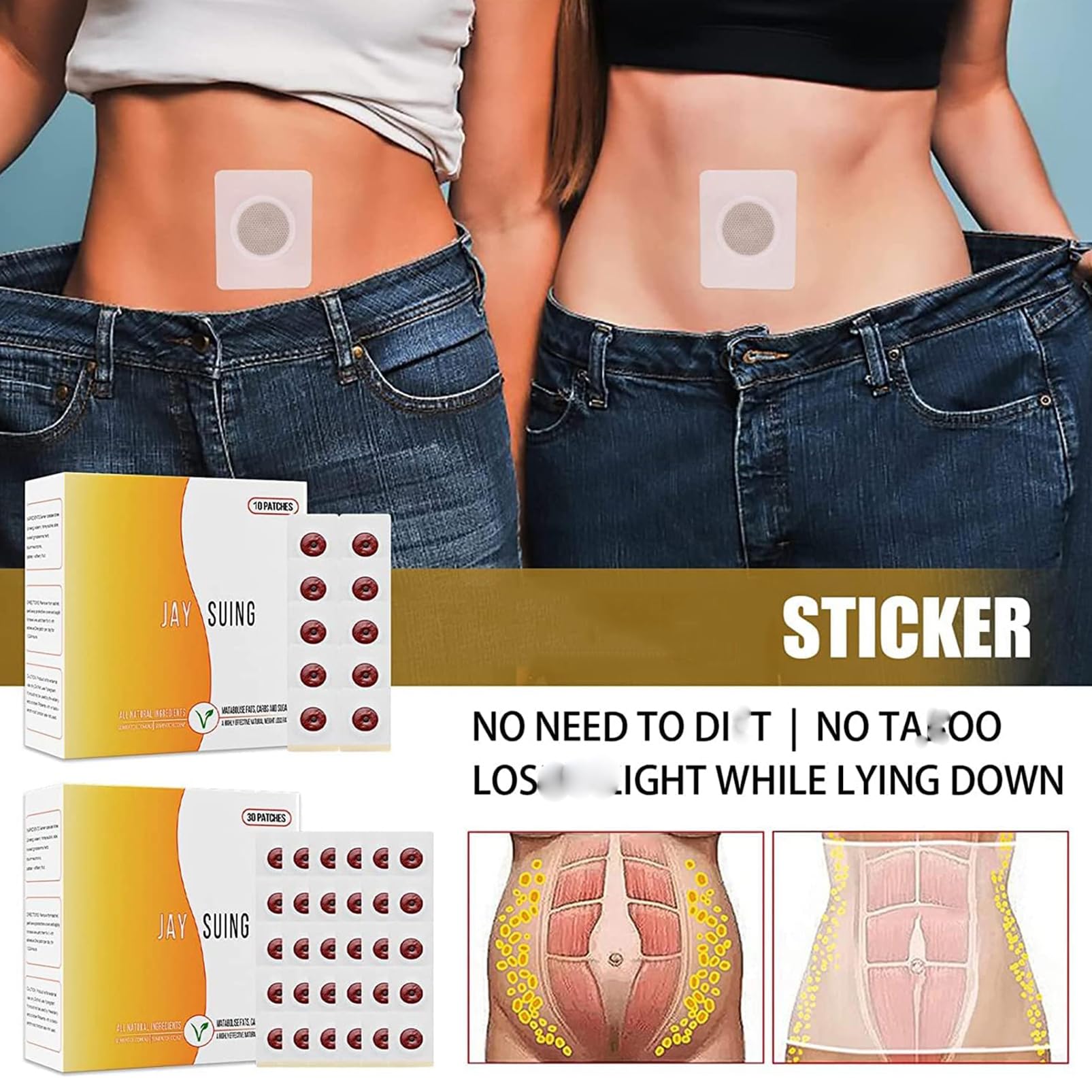 30Pcs Belly Patch, Waterproof Stickers for Women Girls, Natural Belly Sticker for Women and Men Rosarden uk supplements