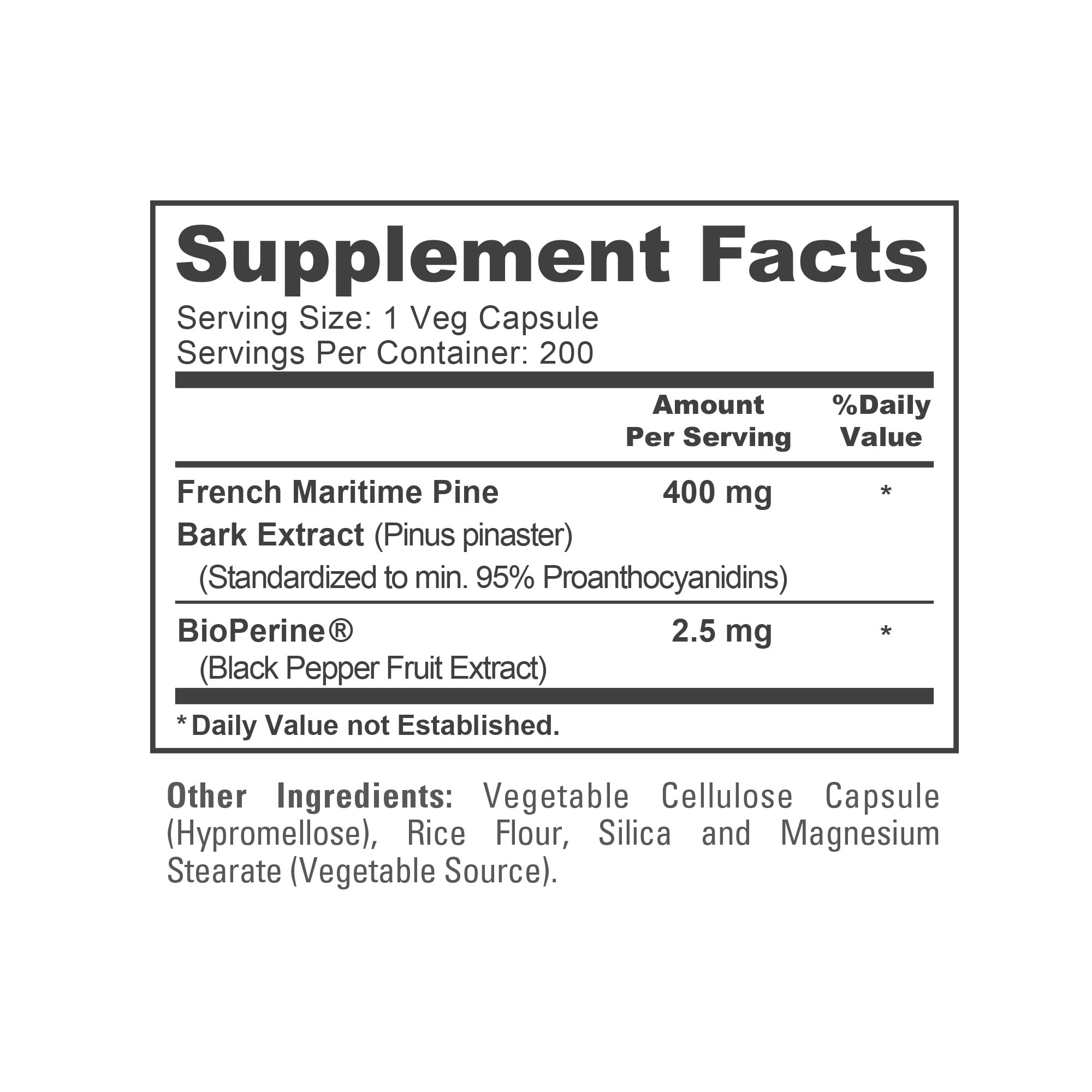 NusaPure French Maritime Pine Bark Extract 400mg per Veggie Caps 200-Day Supply Bioperine Non-GMO Vegan NusaPure uk supplements