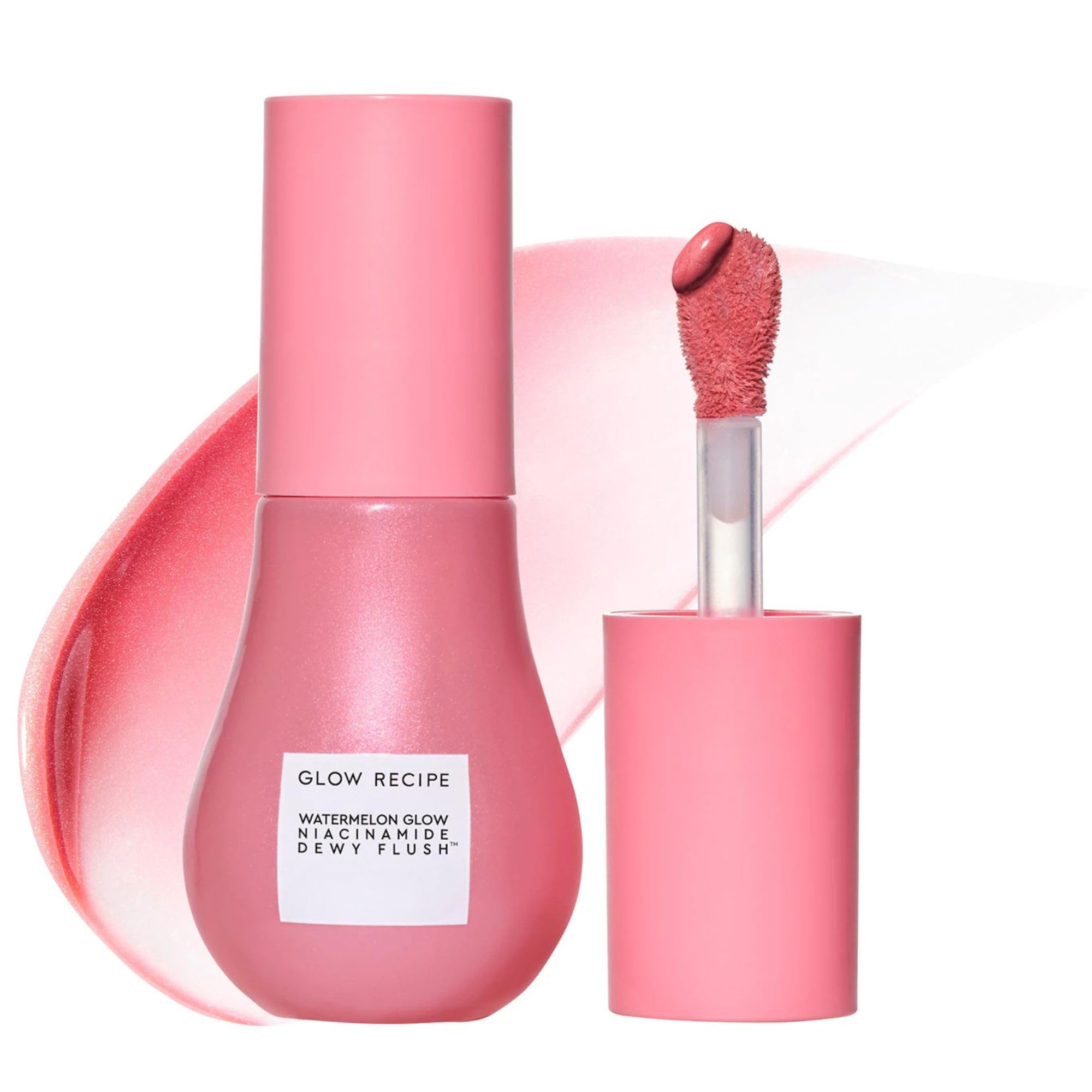 Glow Recipe Niacinamide Dewy Flush Tinted Liquid Blush Serum - Glowy Blush for Cheeks to Smooth, Hydrate & Brighten - Liquid Korean Makeup with Buildable Soft Pink Tint - Watermelon Flush (0.4 oz) Glow Recipe uk supplements