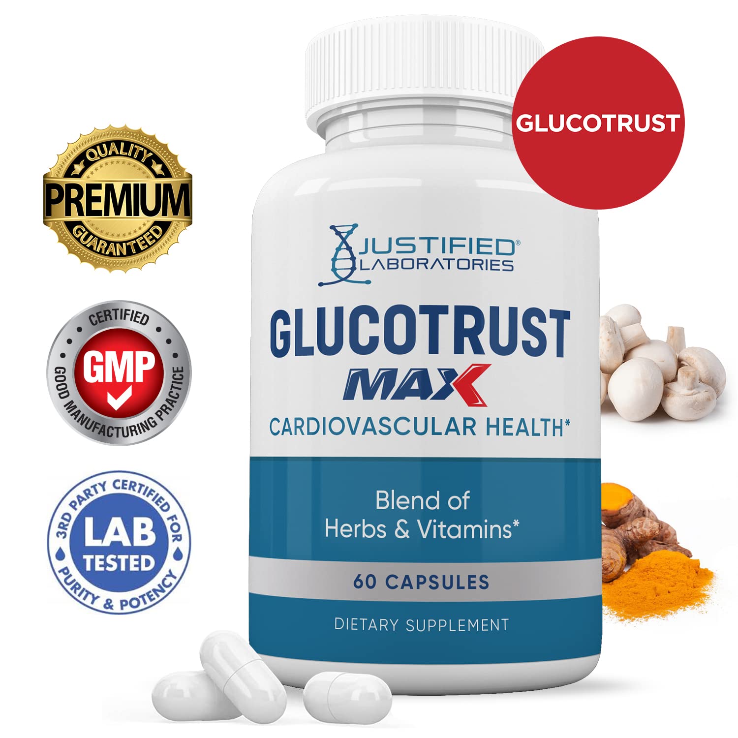 Justified Laboratories (5 Pack) Glucotrust Max 1295MG Formula Supplement Pills 300 cap Justified Laboratories uk supplements