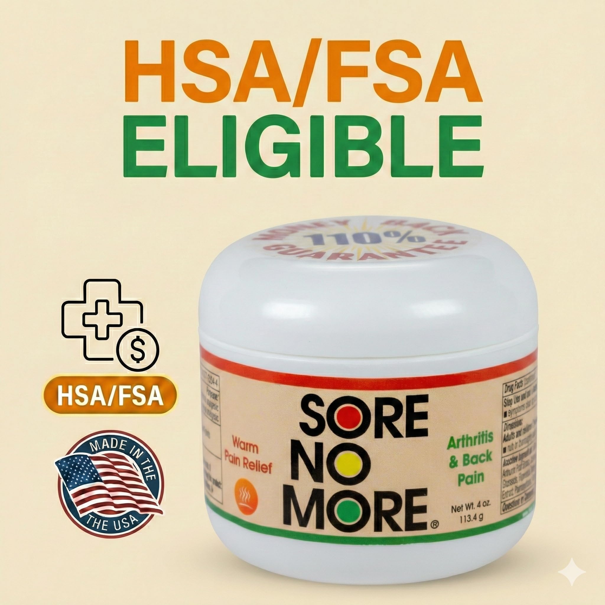 Sore No More Warm Arthritis Pain Relief Cream – Targeted Reliever for Back, Neck, Hands & Feet – Soothing & Fast-Acting Formula for Aches and Pains – Non-Greasy with Orange Aroma – 4 oz Sore No More uk supplements
