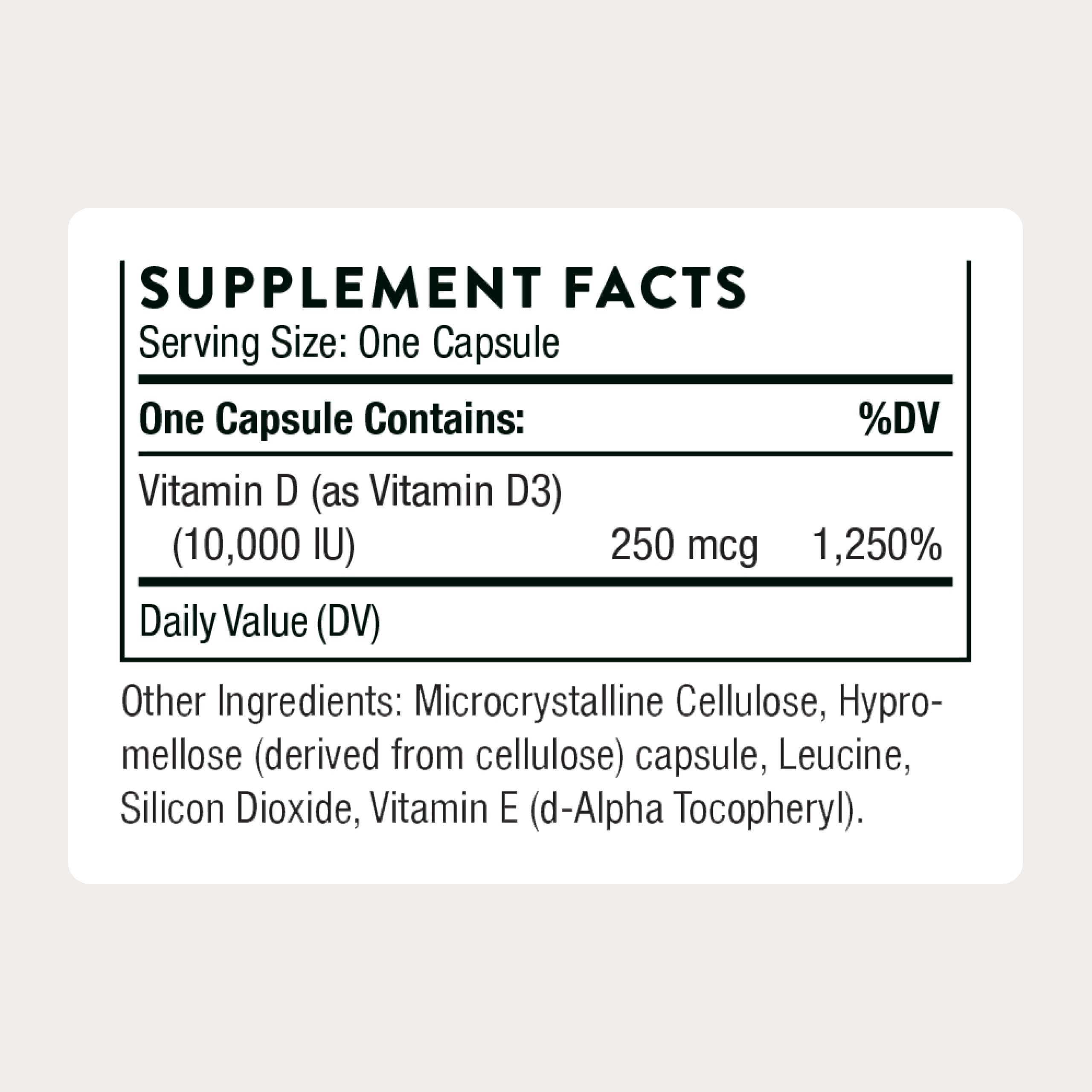THORNE - Vitamin D3 Supplement - Supports Healthy Bones, Teeth, Muscles, Cardiovascular & Immune Function* - Gluten, Dairy & Soy-Free - 10,000 IU - 60 Servings THORNE uk supplements