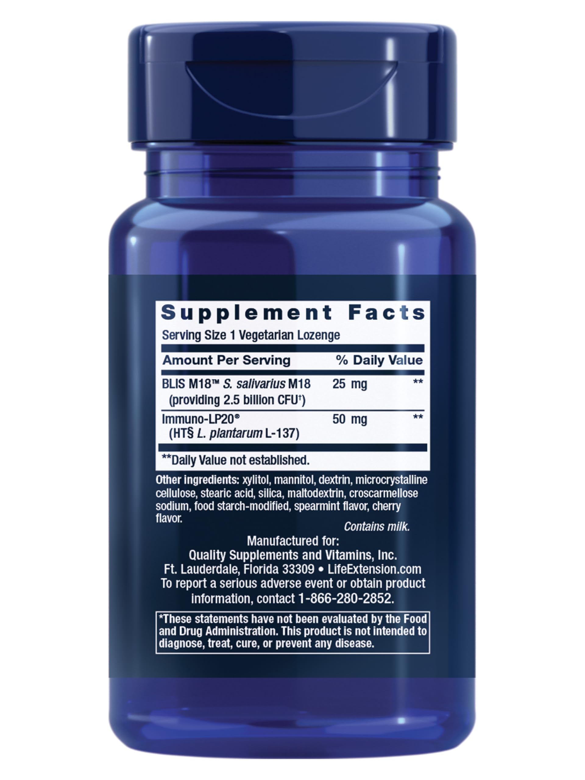 Life Extension FLORASSIST® Probiotic Oral Hygiene, Oral probiotic for Teeth and Gums, pH Levels, Dental Hygiene, Immune Support, BLIS M18™, Once Daily, Gluten Free, Vegetarian, 30 lozenges Life Extension uk supplements