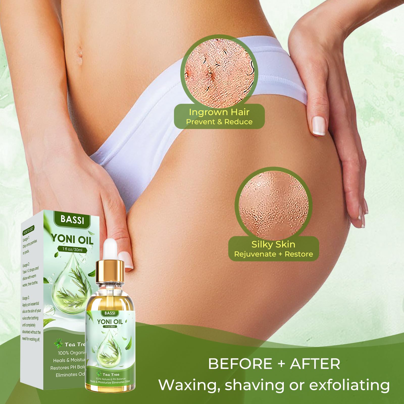 BASSI 2PCS Yoni Oil Organic Feminine Oil Vaginal Moisturizer For Wetness - Ph Balance for Women BASSI uk supplements