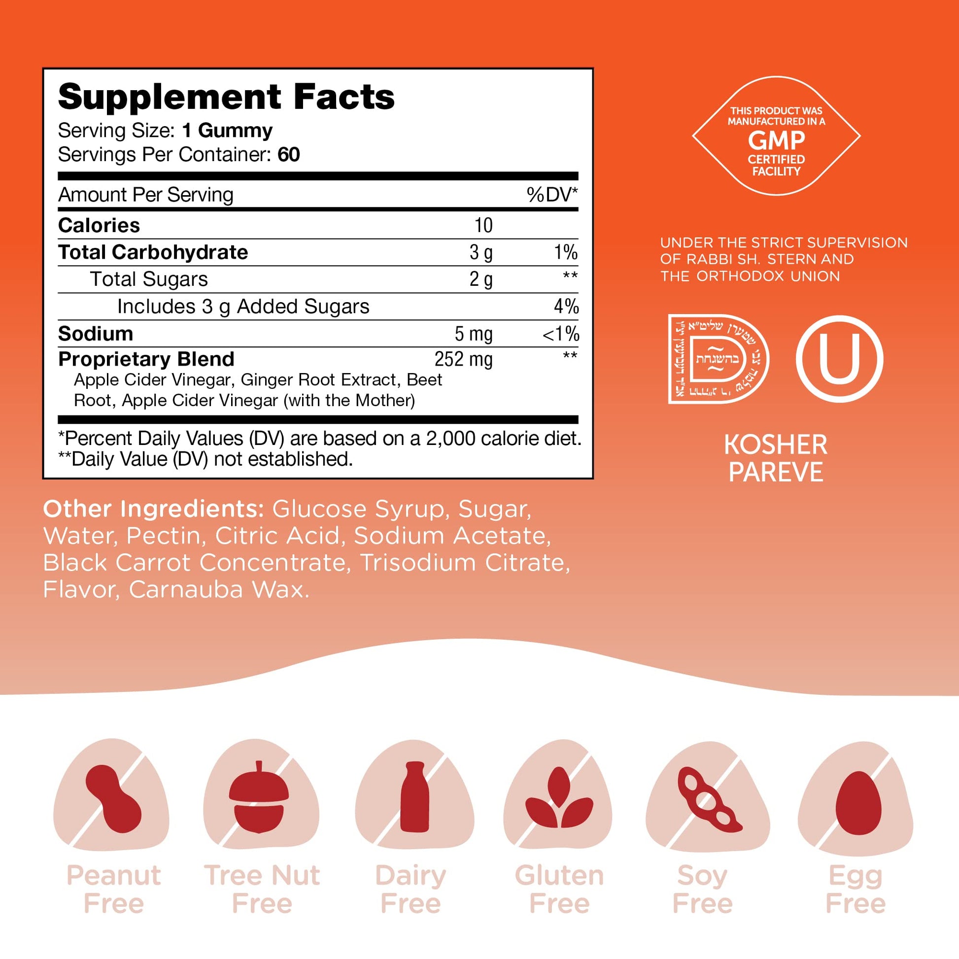 Zahler - Apple Cider Vinegar Gummies Kosher & Delicious ACV for Women Men Raw Zahler uk supplements