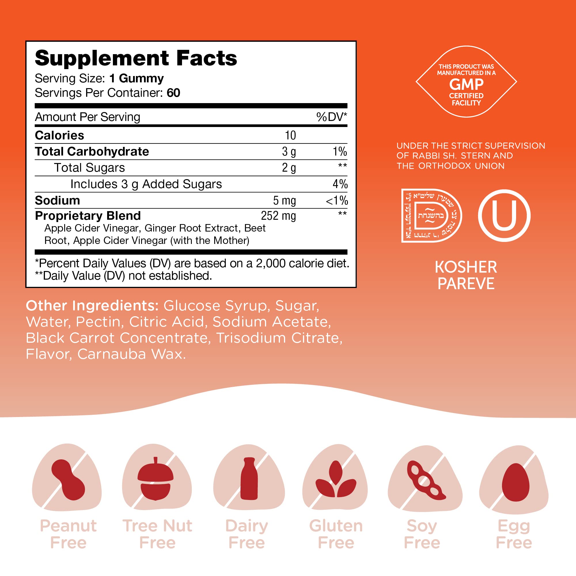 Zahler - Apple Cider Vinegar Gummies Kosher & Delicious ACV for Women Men Raw Zahler uk supplements