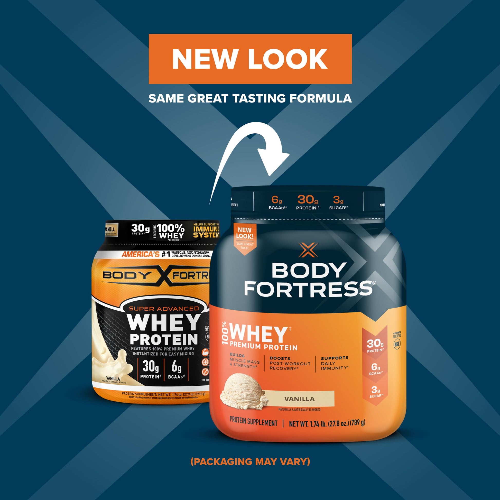 Body Fortress 100% Whey, Premium Protein Powder, Vanilla, 1.74lbs (Packaging May Vary) Body Fortress uk supplements