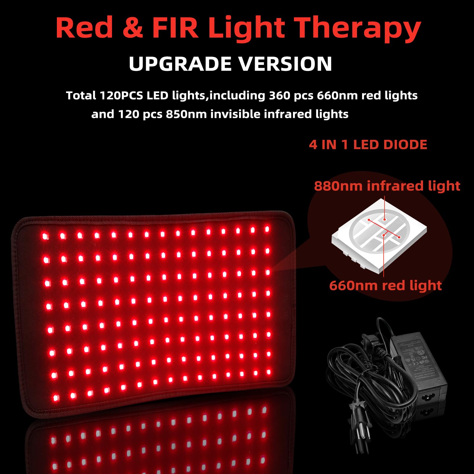 UTK Red Light Therapy Pad for Body Pain Relief, LED 660＆850nm Wearable Wrap Deep Therapy UTK uk supplements
