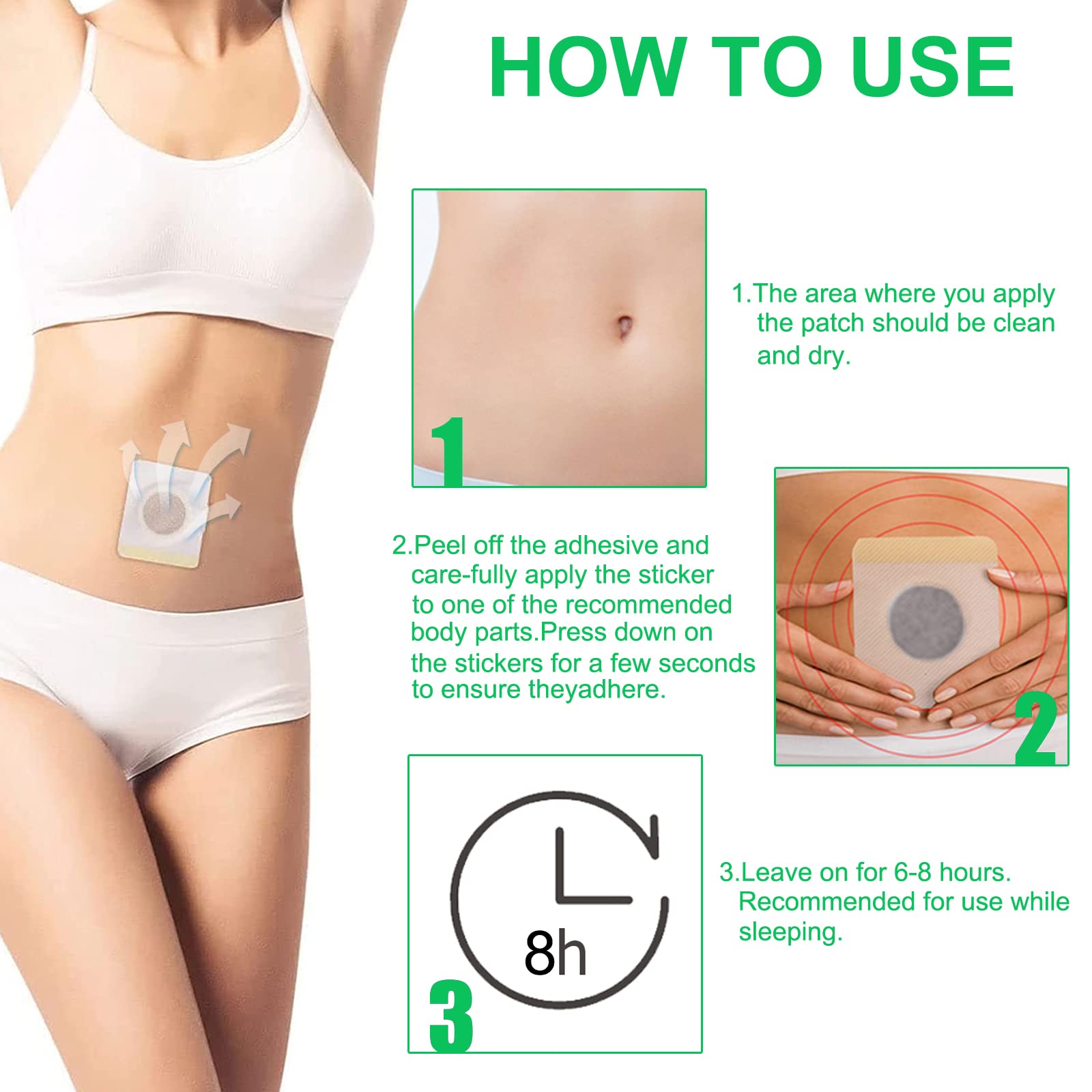 Bubchen Mugwort Belly Patch,30Pcs Natural Wormwood Essence and 30Pcs Belly Sticker BURWSEKK uk supplements