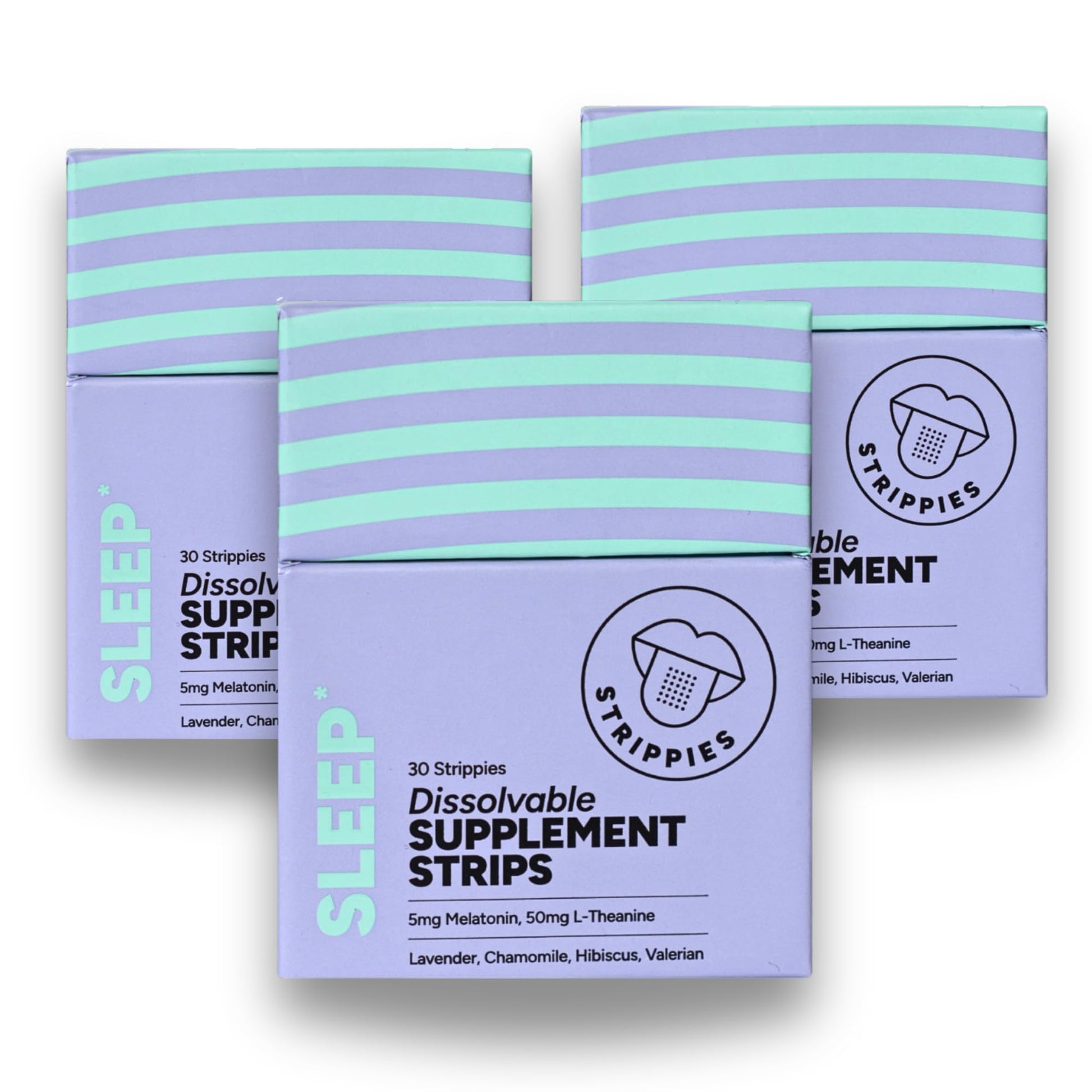 STRIPPIES Dissolvable Sleep Strips – Fast-Acting Melatonin 5mg with L-Theanine, Lavender, Chamomile, Hibiscus & Valerian – Natural Cranberry Flavor – 90 Strips STRIPPIES uk supplements