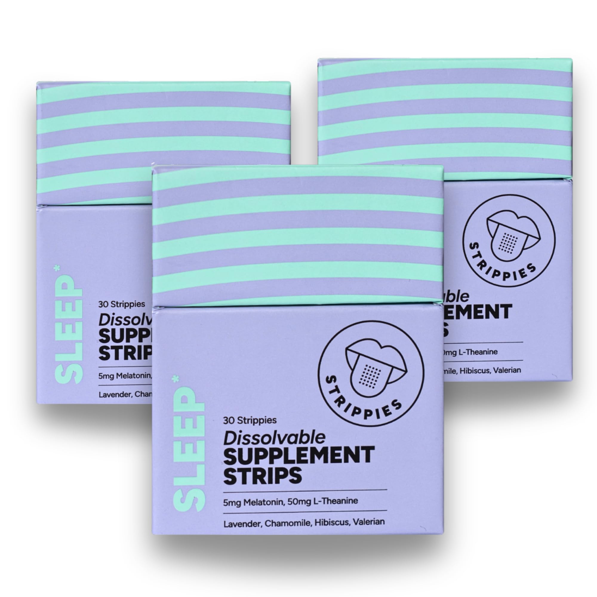 STRIPPIES Dissolvable Sleep Strips – Fast-Acting Melatonin 5mg with L-Theanine, Lavender, Chamomile, Hibiscus & Valerian – Natural Cranberry Flavor – 90 Strips STRIPPIES uk supplements