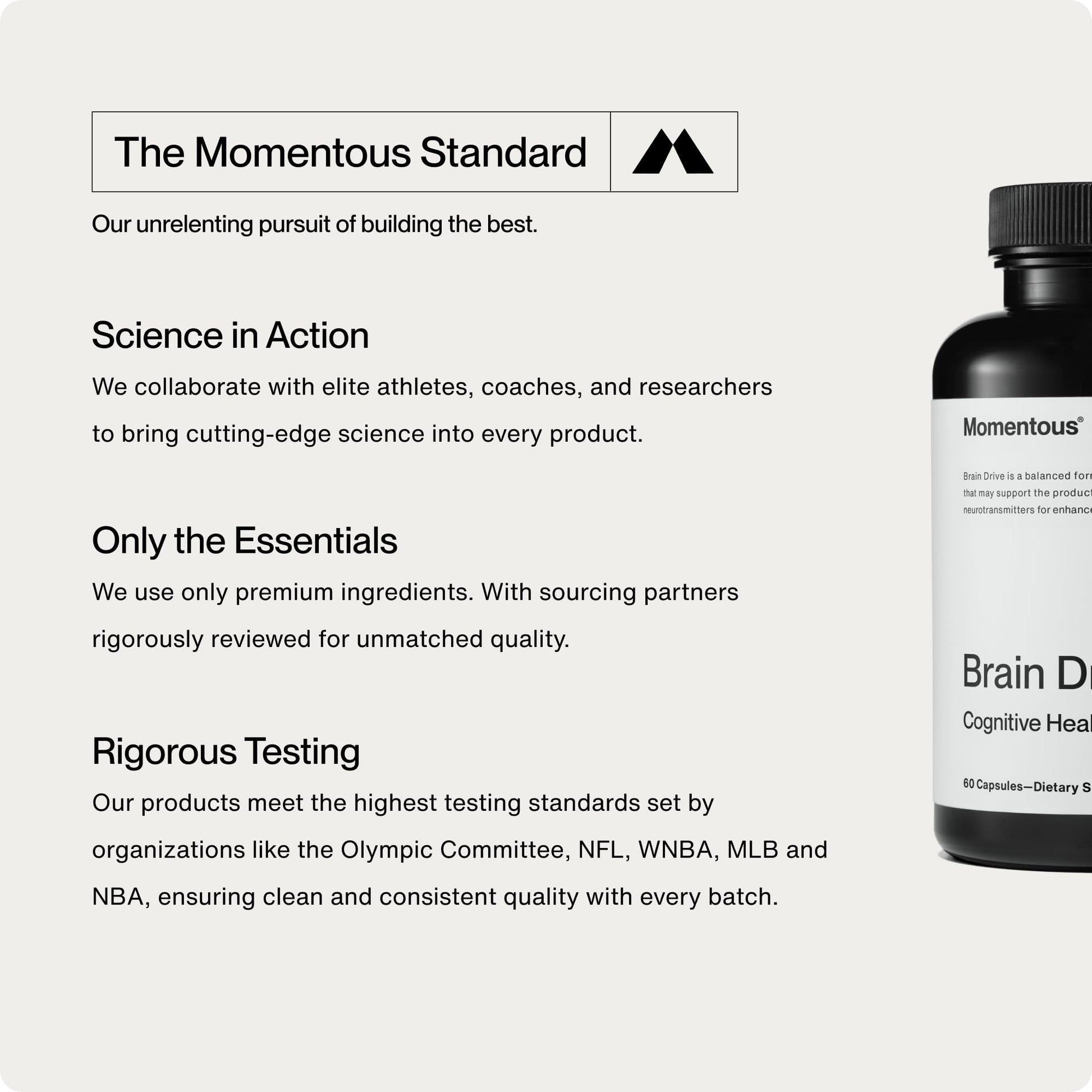 Momentous Brain Drive Nootropic Supplement - Brain Supplement for Memory & Focus Support - NSF Certified for Sport - GMO- & Gluten-Free - 30 Servings Momentous uk supplements