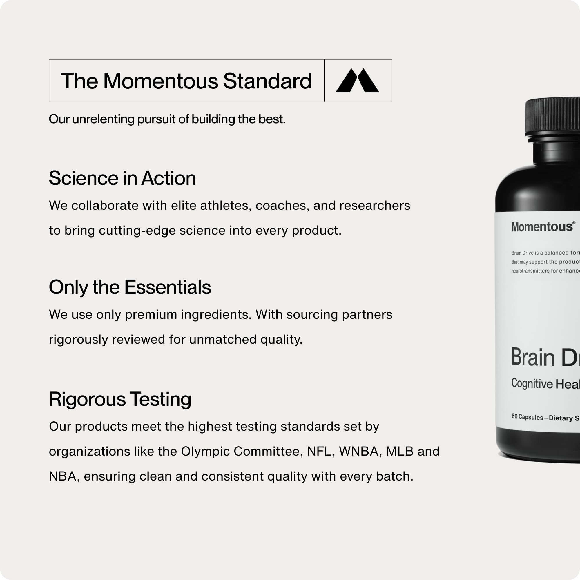 Momentous Brain Drive Nootropic Supplement - Brain Supplement for Memory & Focus Support - NSF Certified for Sport - GMO- & Gluten-Free - 30 Servings Momentous uk supplements