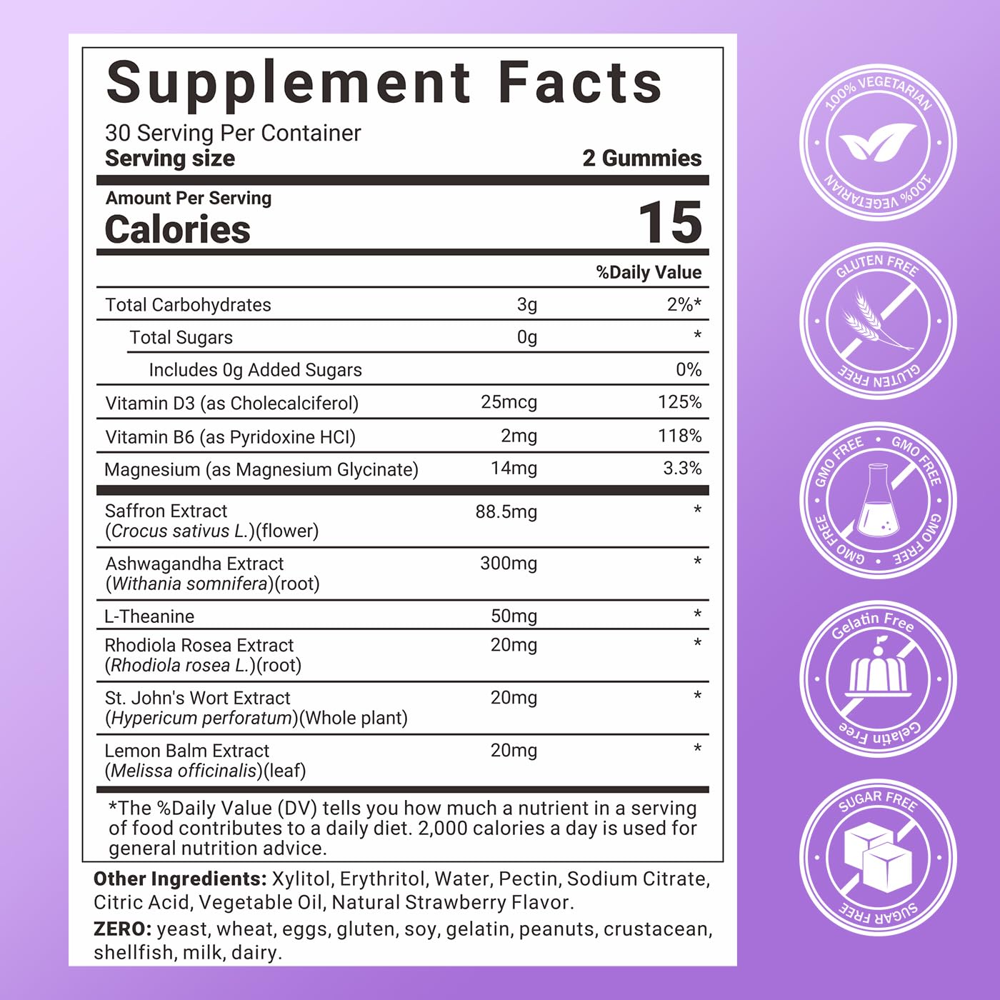 Svovita Saffron Supplements Gummies with Saffron Extract, Sugar Free 60 Count Svovita uk supplements