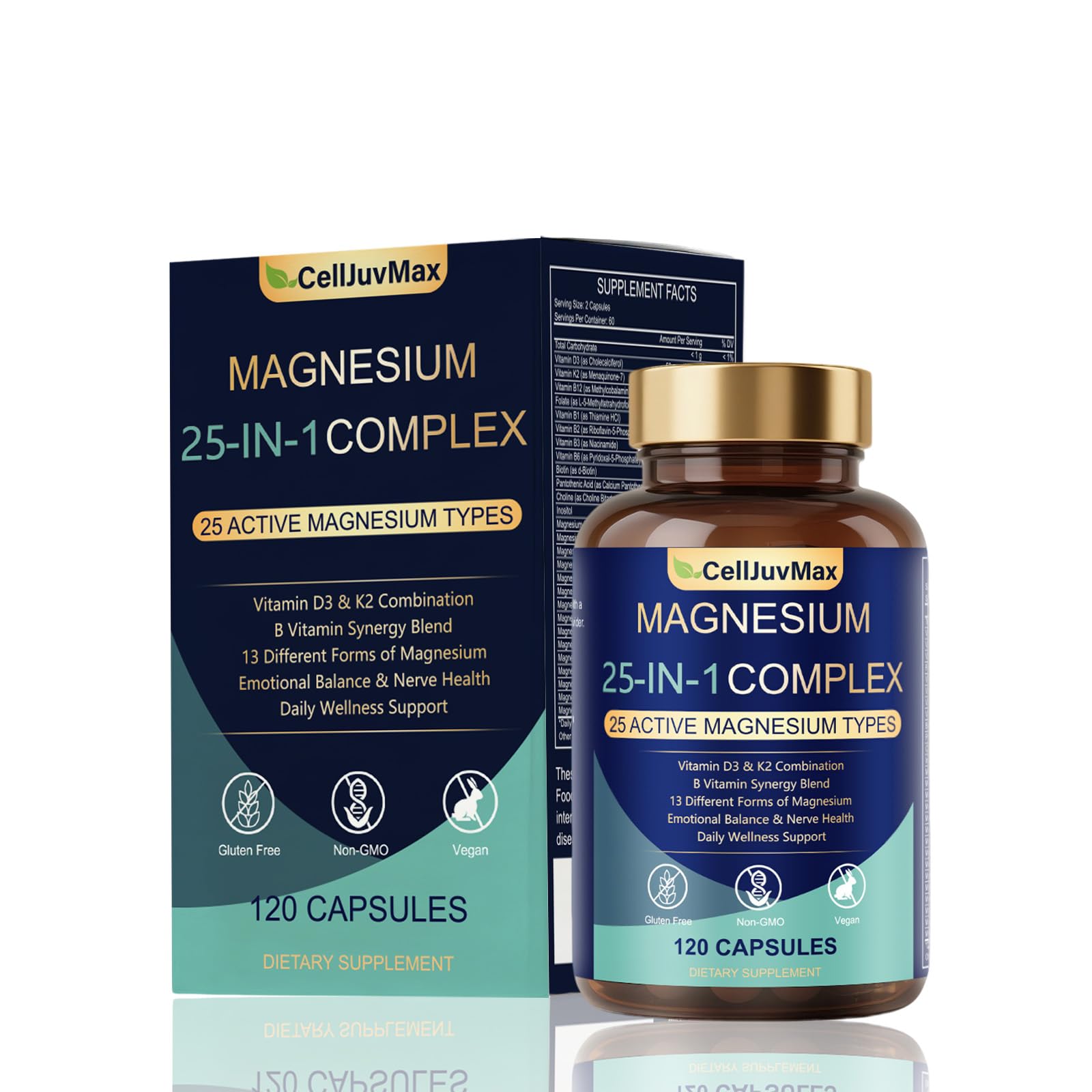 25-in-1 Magnesium Complex | Multi-Form Absorbable Blend for Daily Nutritional Support, 120 Vegan Caps (1) PBZPBZ uk supplements