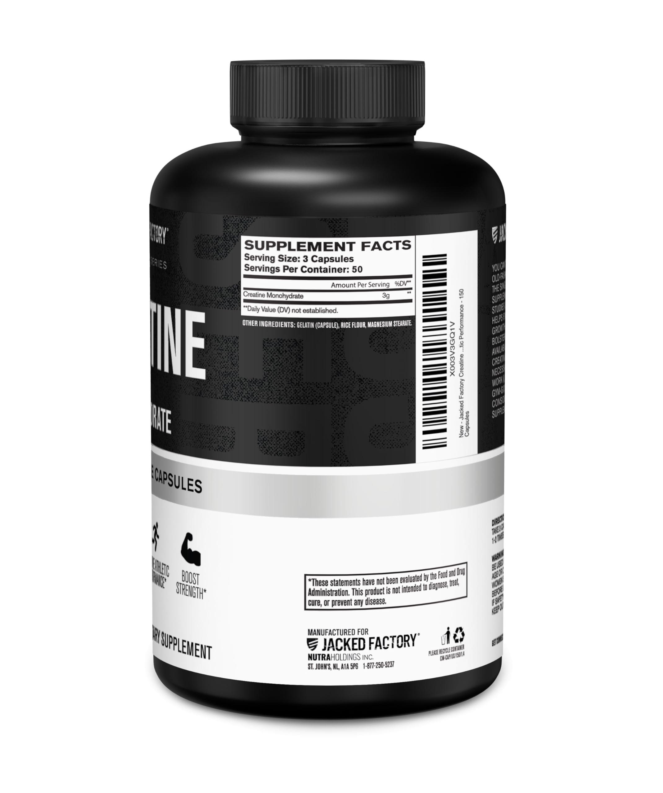 Jacked Factory Creatine Monohydrate Capsules - Creatine Pills for Muscle Growth, Increased Strength, Enhanced Energy Output and Improved Athletic Performance - 150 Capsules Jacked Factory uk supplements