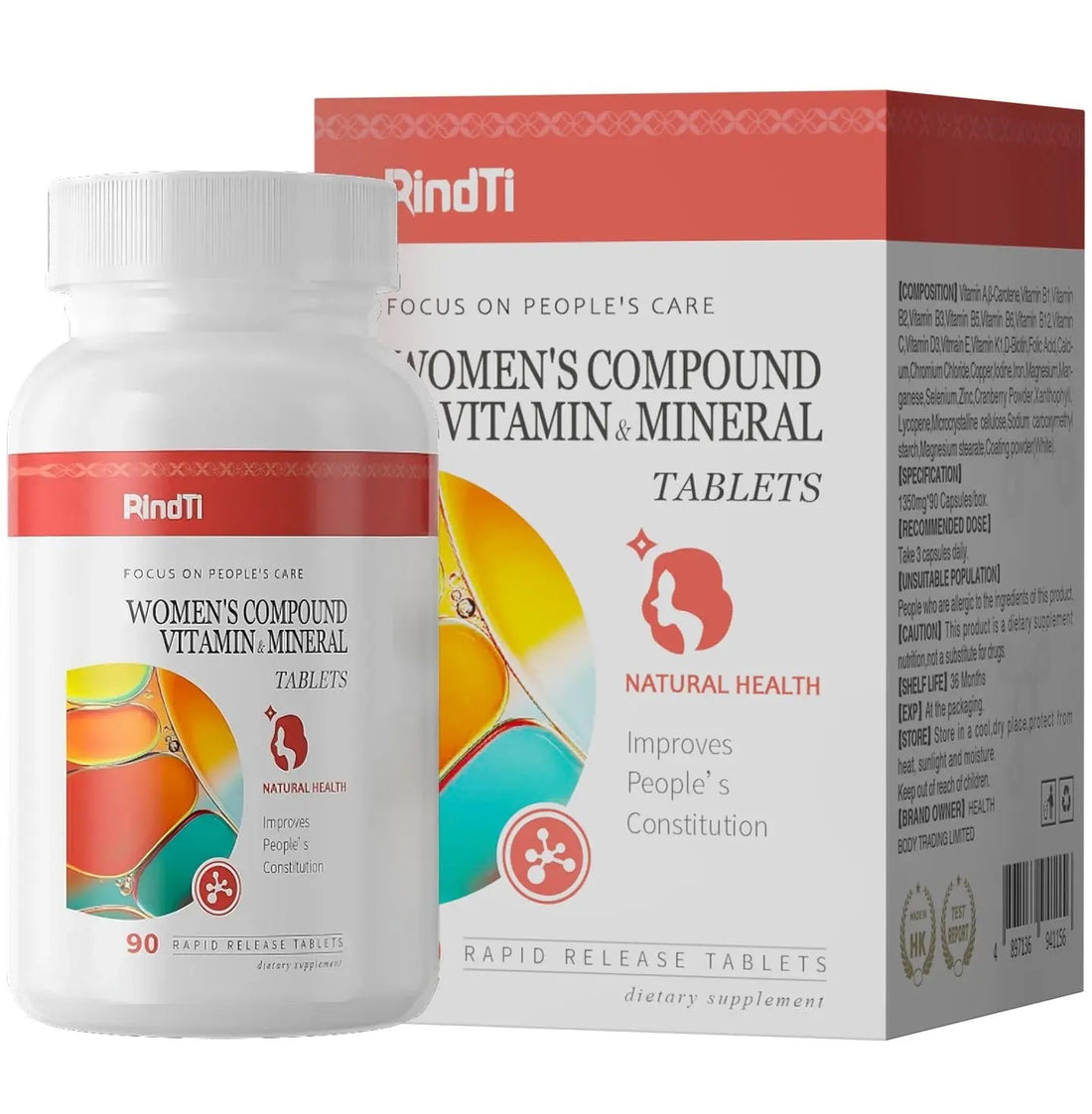 RindTi Multivitamin for Women 50+, Daily Women 50+ Multi-Vitamin with Vitamins A, B,C, E for Energy, & Bone & Immune & Skin& Hair Support, 90 ct RindTi uk supplements