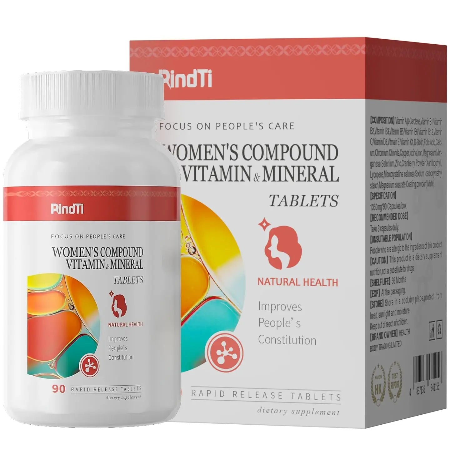 RindTi Multivitamin for Women 50+, Daily Women 50+ Multi-Vitamin with Vitamins A, B,C, E for Energy, & Bone & Immune & Skin& Hair Support, 90 ct RindTi uk supplements