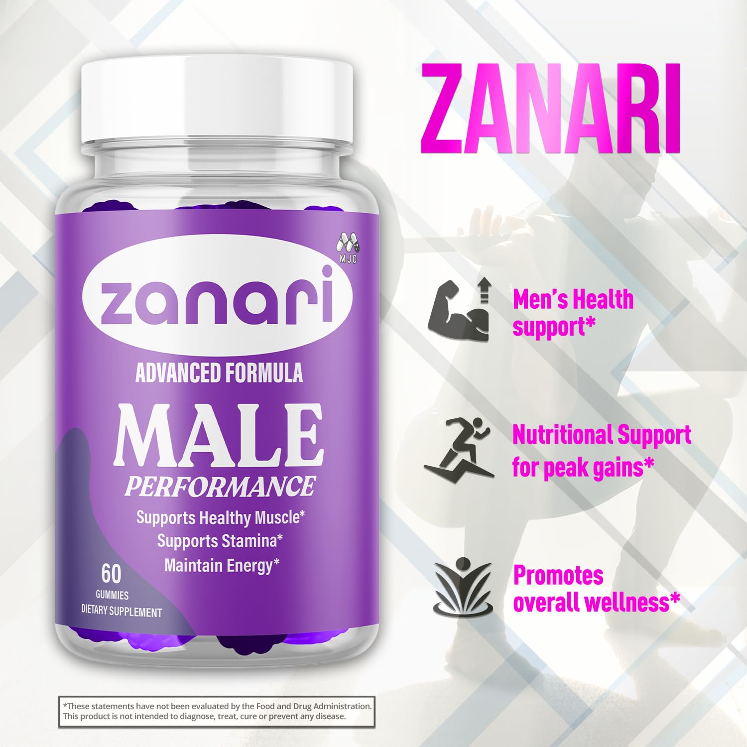 Zanari Gummies, Official Zanari Gummys for Men with All Natural Ingredients, Advanced Formula for Optimal Health & Total Wellness Support with Maximum Strength Active Lifestyle Vitamins (60 Gummies) MJO uk supplements
