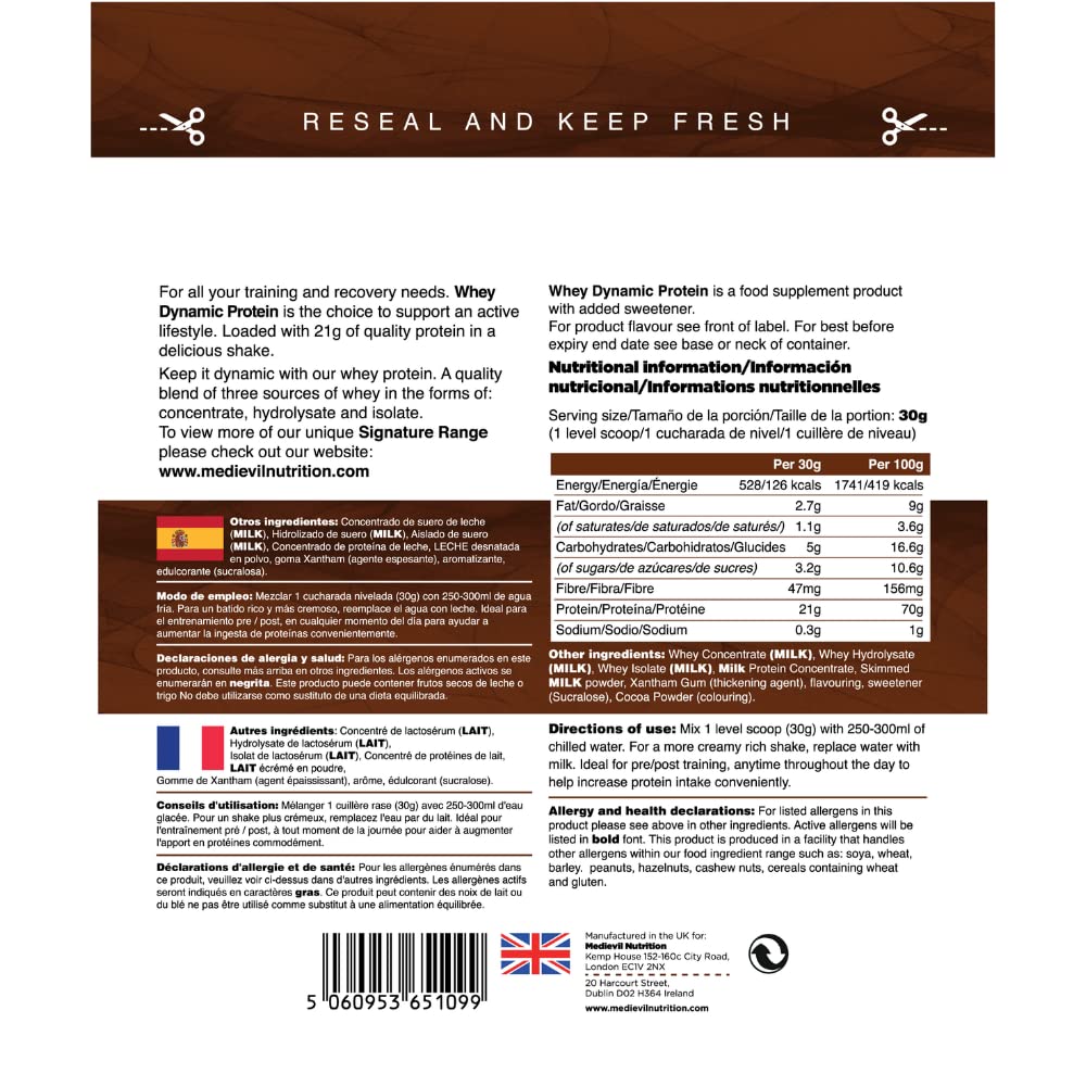 Medi-Evil Nutrition Whey Dynamic Protein, Triple Chocolate Flavour, 600g, 20 Servings Medi-Evil uk supplements