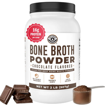 Chocolate Bone Broth Protein Powder - 100% Grass Fed Beef Bone Broth with 16g Protein & 13g Collagen per Serving - Great for Shakes & Hot Chocolate - Keto Friendly Low Carb Left Coast Performance uk supplements