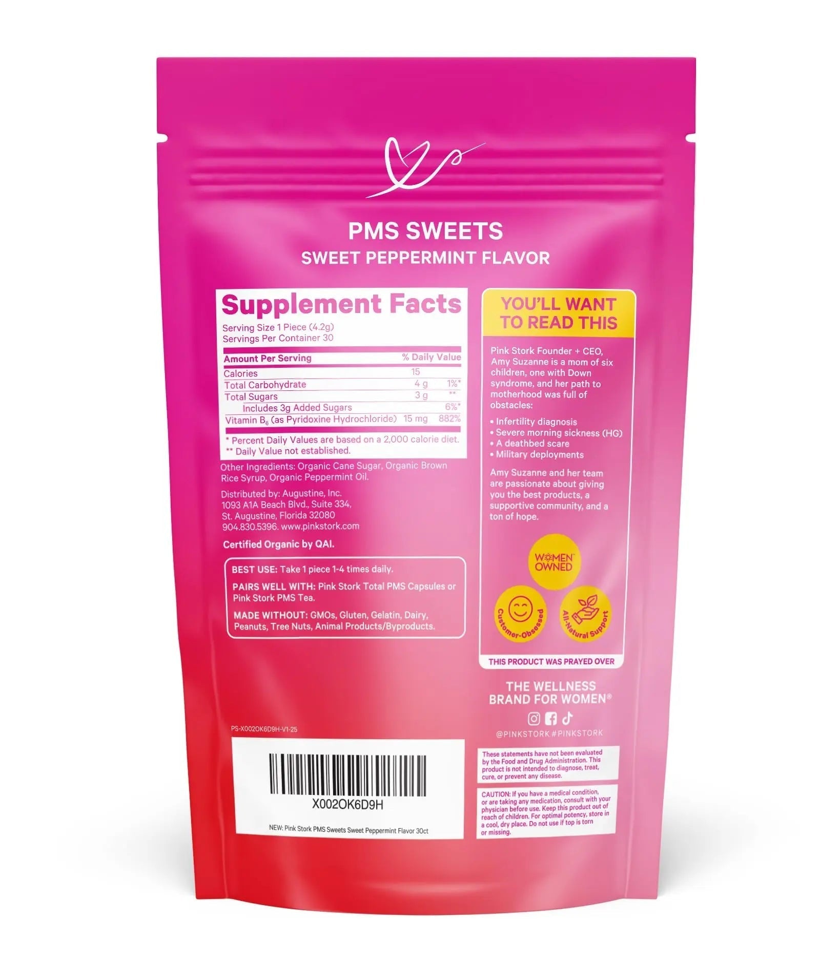 Pink Stork Organic PMS Support Sweets for Teens and Women - Simple & Natural Ingredients Vitamin B6 and Peppermint Pink Stork uk supplements