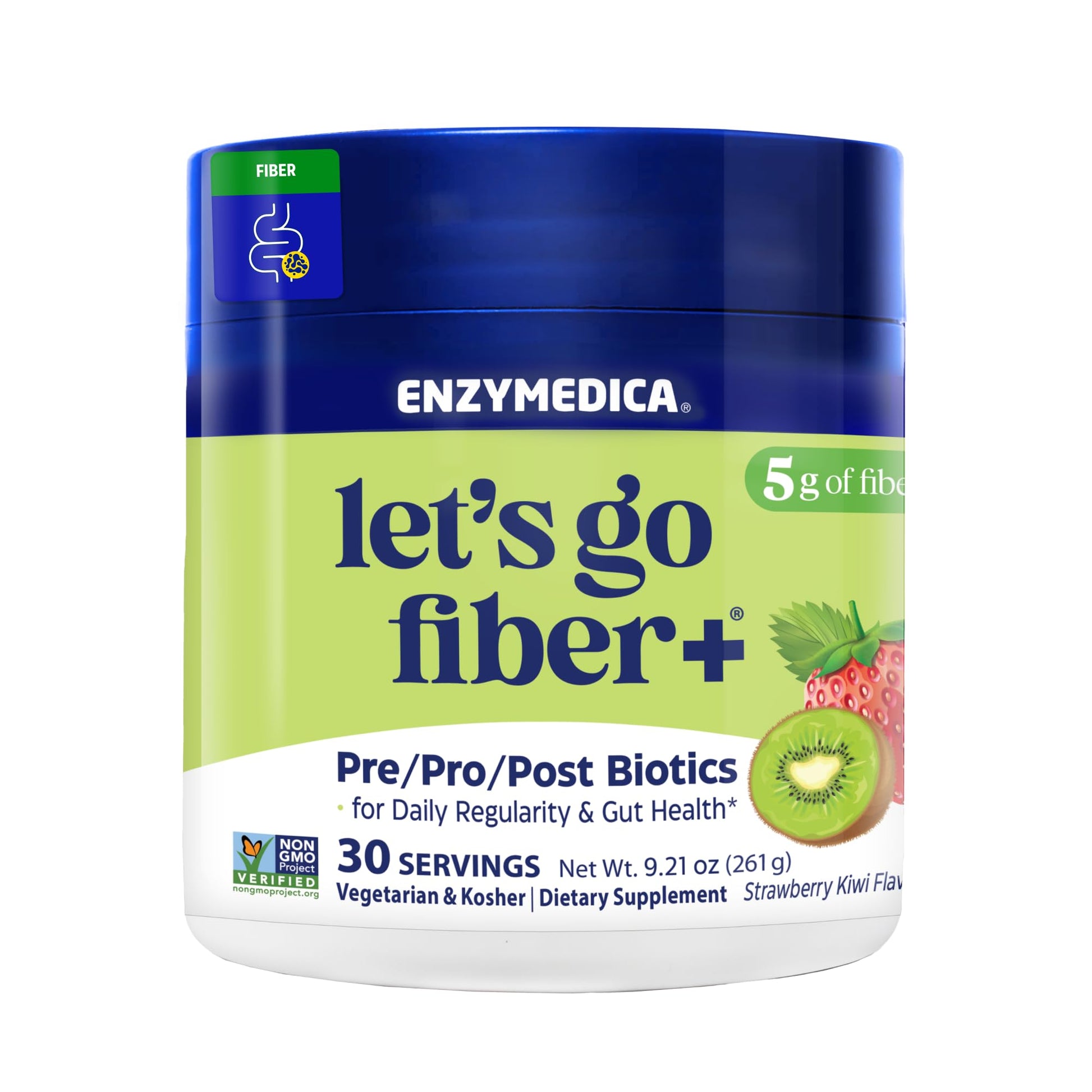 Enzymedica, Let’s Go Fiber+ Strawberry & Kiwi, Prebiotics & Probiotics, Postbiotic, Soluble Fiber for Gut Health, Regularity, Powder for Men & Women, Sugar-Free, 30 Servings Enzymedica uk supplements