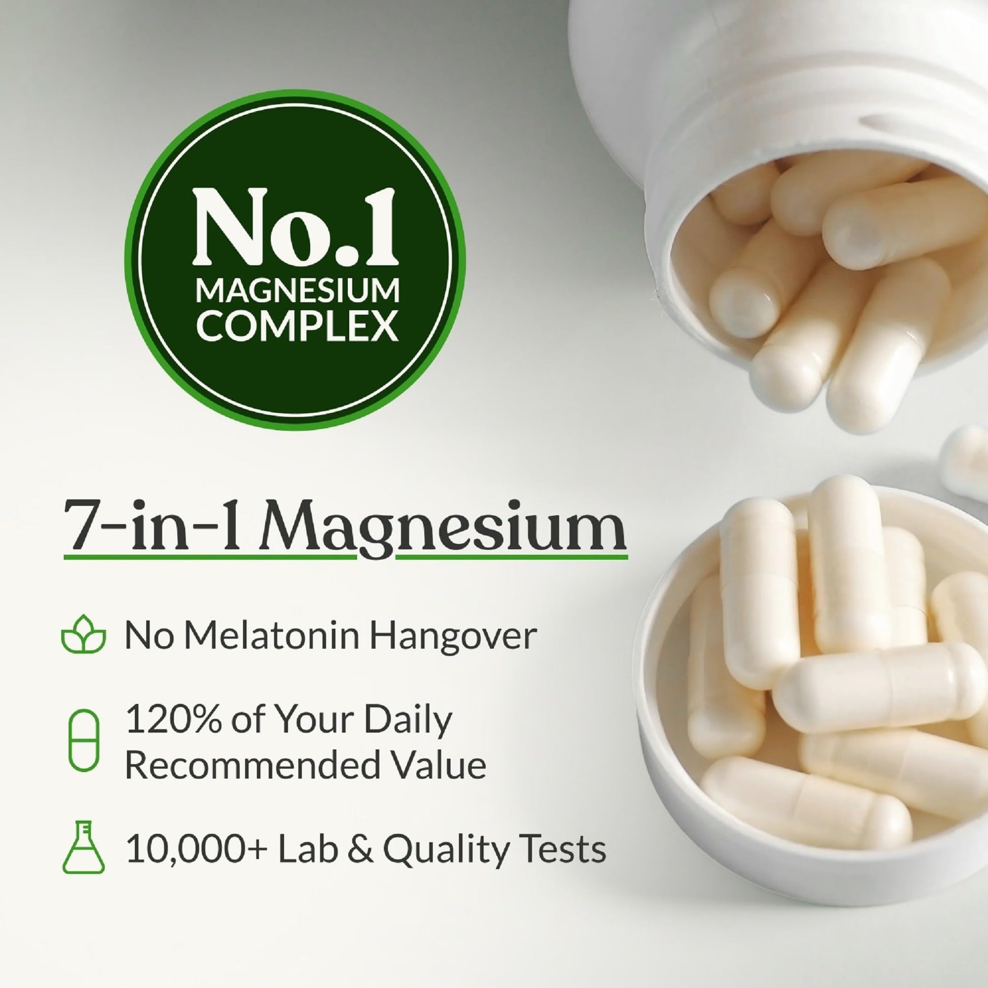 BIOptimizers Magnesium Breakthrough Supplement with 500mg - 7 Forms of Magnesium: Glycinate, Malate, Citrate, and More - Natural Support for Sleep and Cognitive Function -90 Capsules- Calming Vitamins BIOptimizers uk supplements