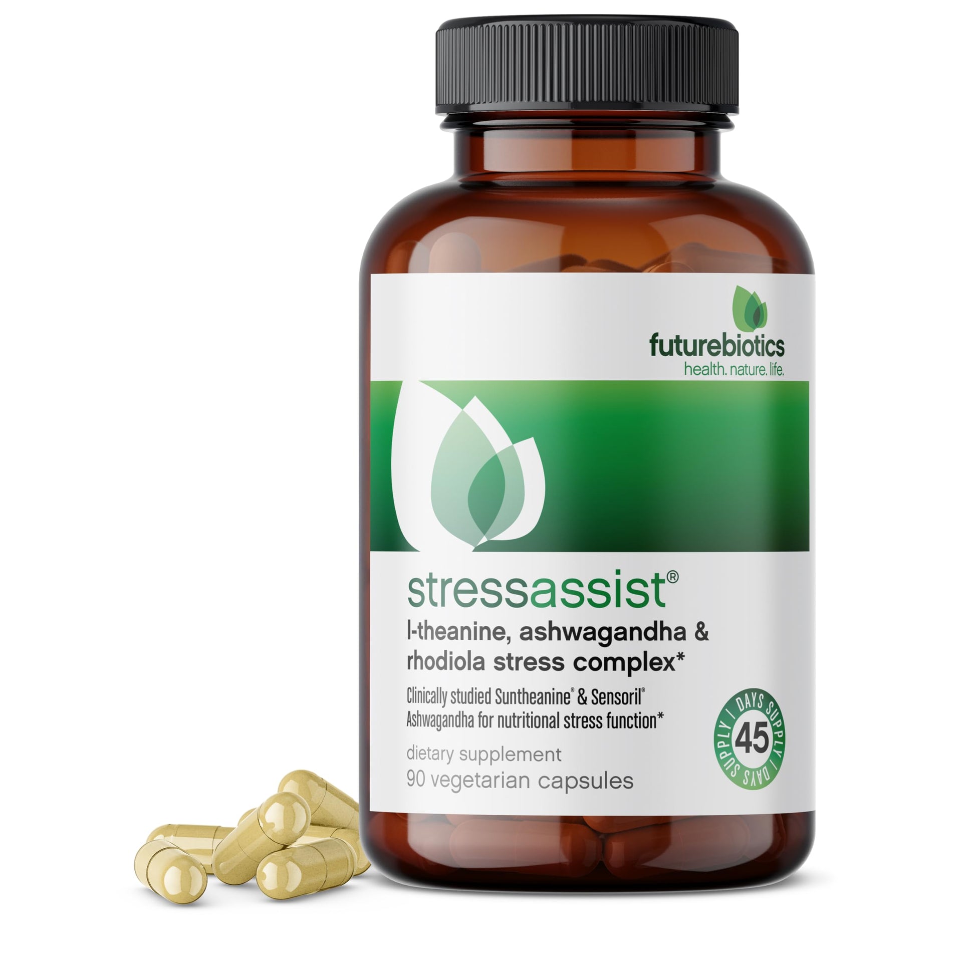 Futurebiotics Stressassist L-theanine Ashwagandha and Rhodiola Rosea Stress Complex - Natural Nutritional Stress Function, 90 Vegetarian Capsules Futurebiotics uk supplements