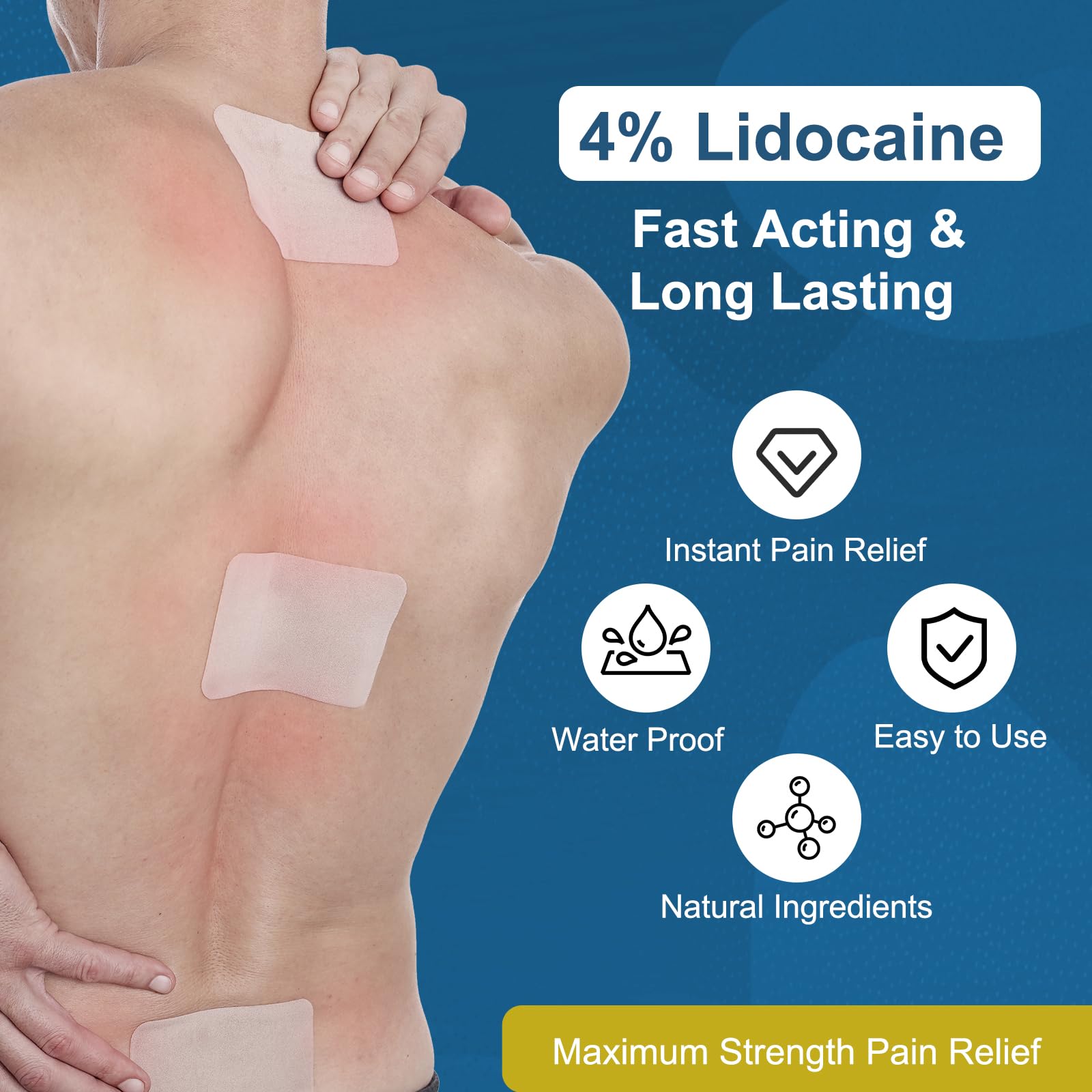 Teemofe 4% Lidocaine Pain Relief Patches – Maximum OTC Strength, Fast-Acting Targeted Relief, 30 Count, for Everyday Muscle & Joint Discomfort - 260130-2 Teemofe uk supplements