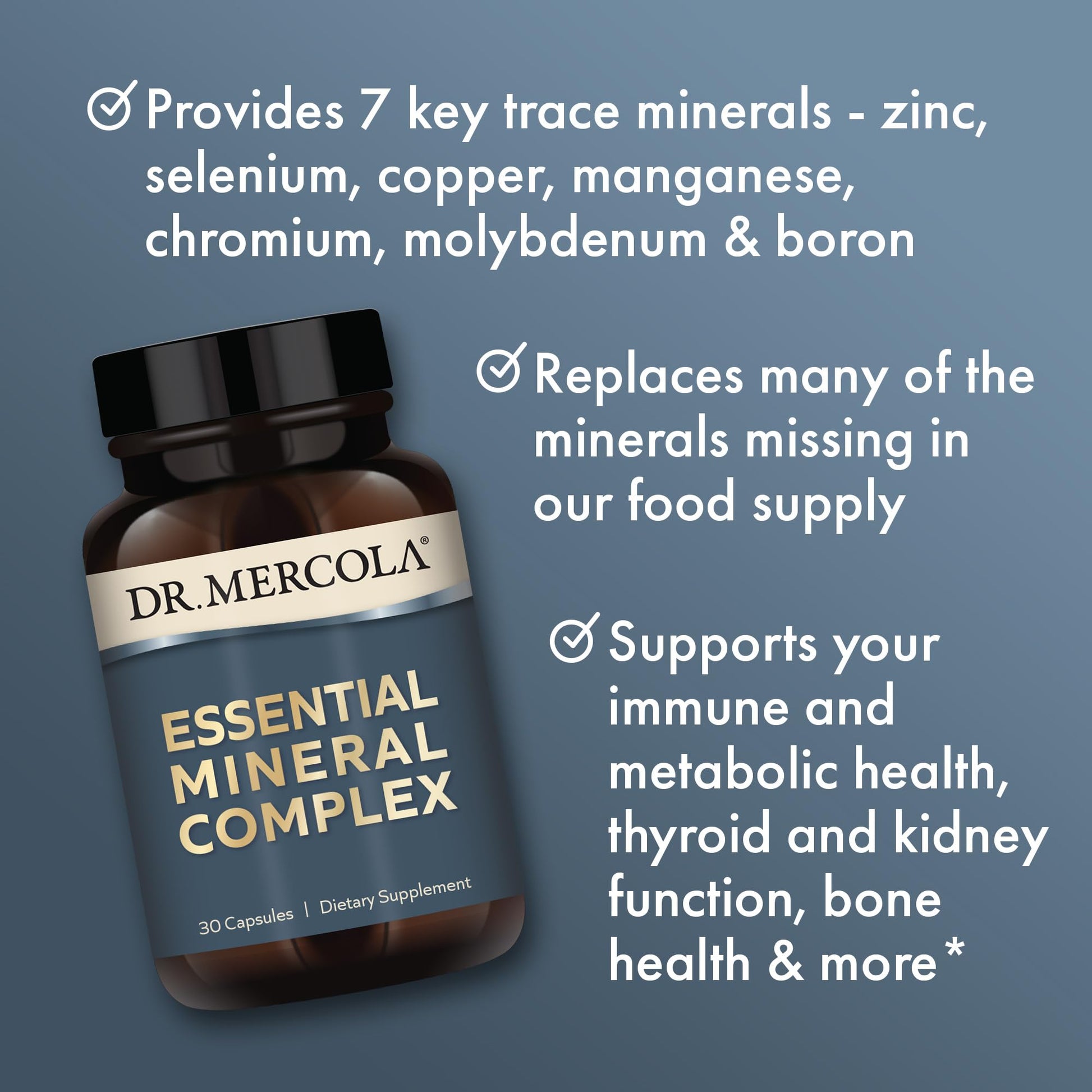 Dr. Mercola Essential Mineral Complex - Supports Cellular Health & Vital Functions - Zinc, Selenium, Copper, Manganese, Chromium, Molybdenum, Boron - 30 Capsules Dr. Mercola uk supplements