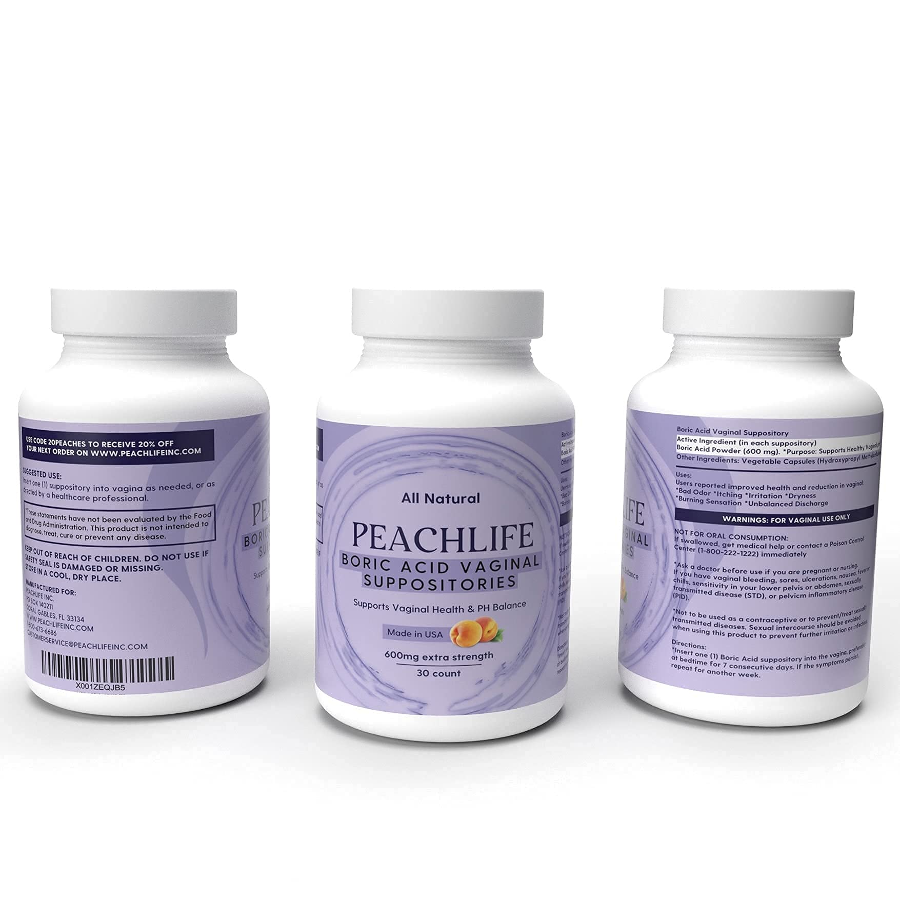 Peachlife Boric Acid Suppositories and Small Soft Menstrual Cup with Ring Pull Peachlife uk supplements