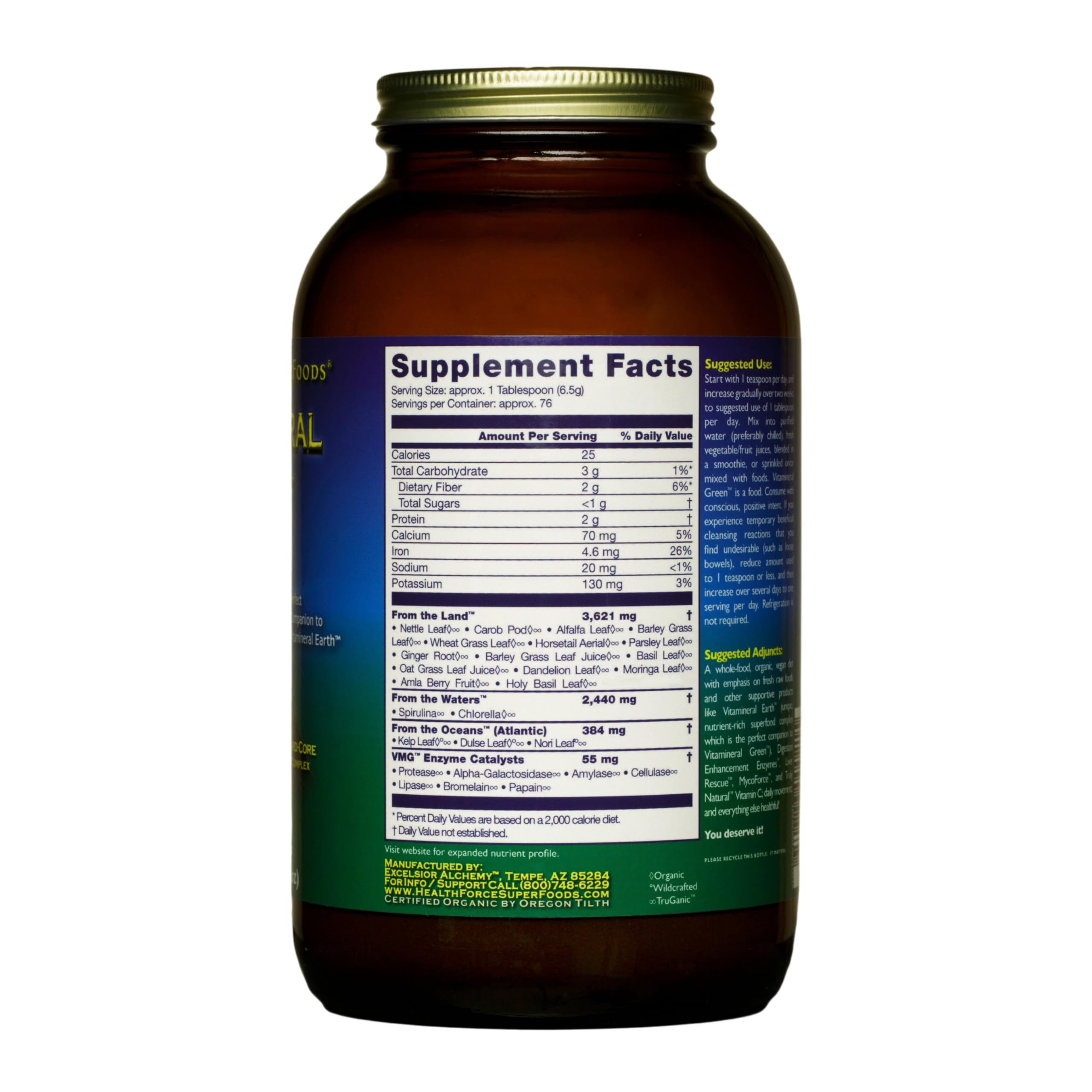 HEALTHFORCE SUPERFOODS Vitamineral Green - Mineral Supplement for Immune & Thyroid Support - Green Powder Supplement with Ingredients from The Land - Gluten-Free & Vegan - 500 Grams HEALTHFORCE SUPERFOODS uk supplements