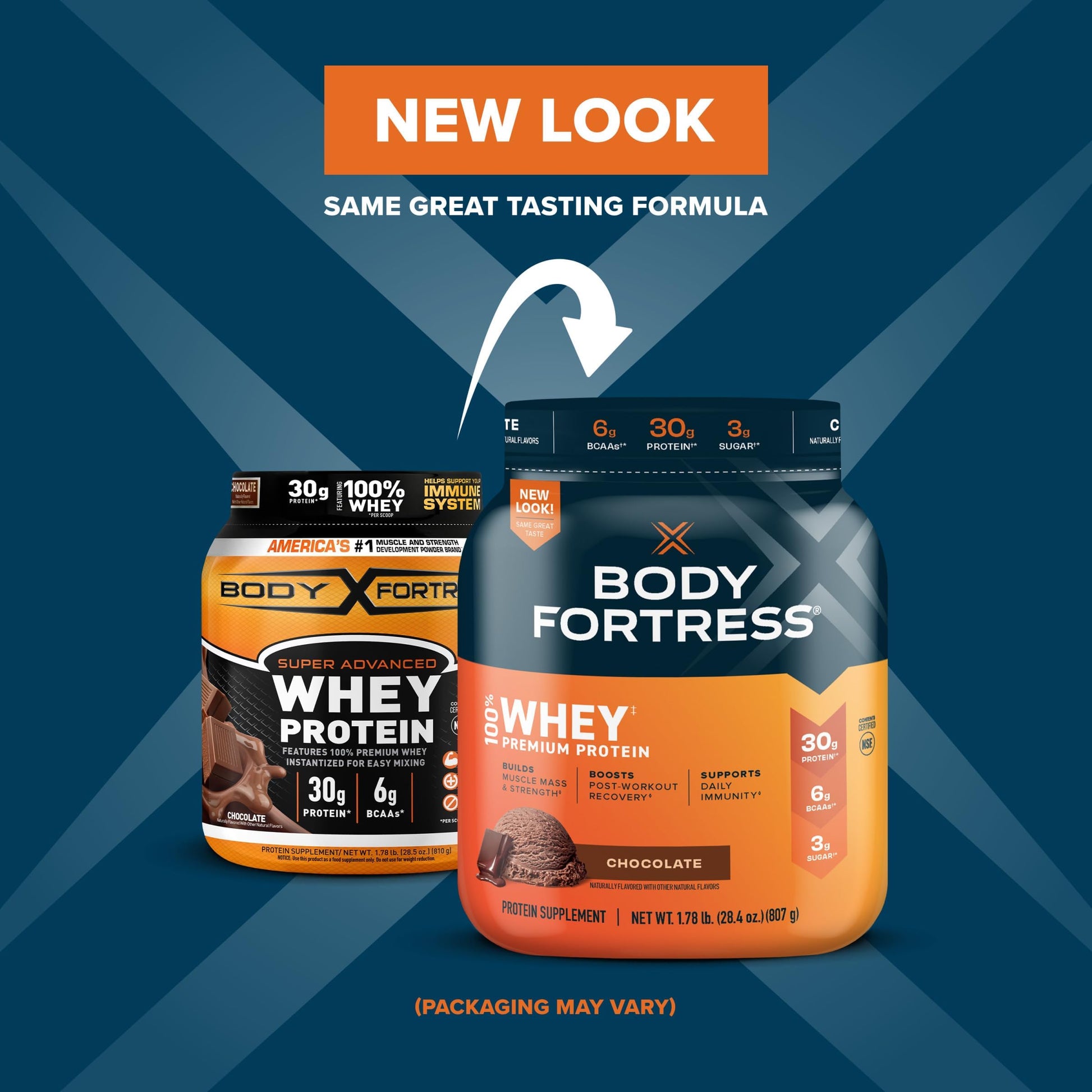 Body Fortress 100% Whey, Premium Protein Powder, Chocolate, 1.78lbs, Packaging May Body Fortress uk supplements