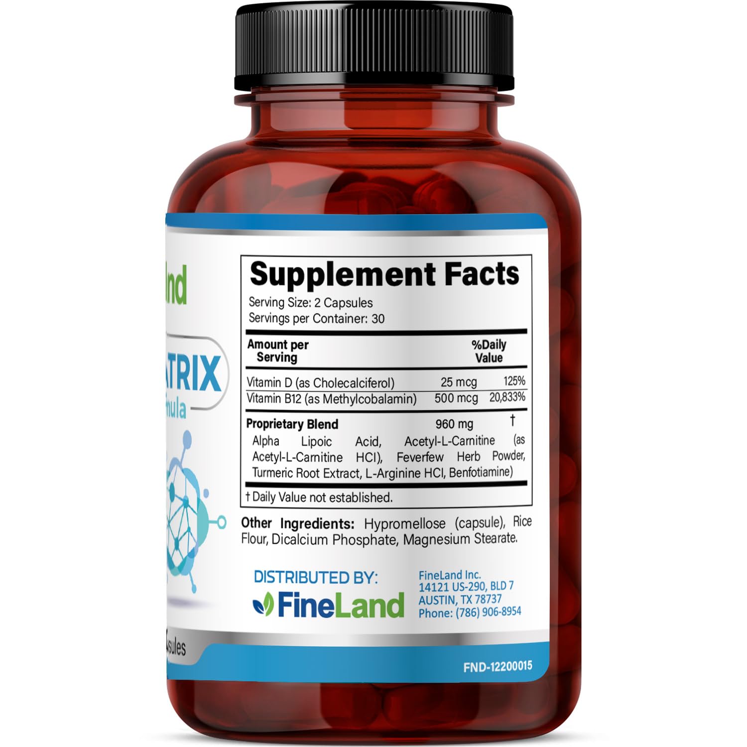 FineLand NEUROMATRIX Complex Formula, Advanced Cognitive and Nerve Support Supplement, High Potency Vitamin B12, Alpha Lipoic Acid and Acetyl-L-Carnitine, 60 Capsules FineLand uk supplements