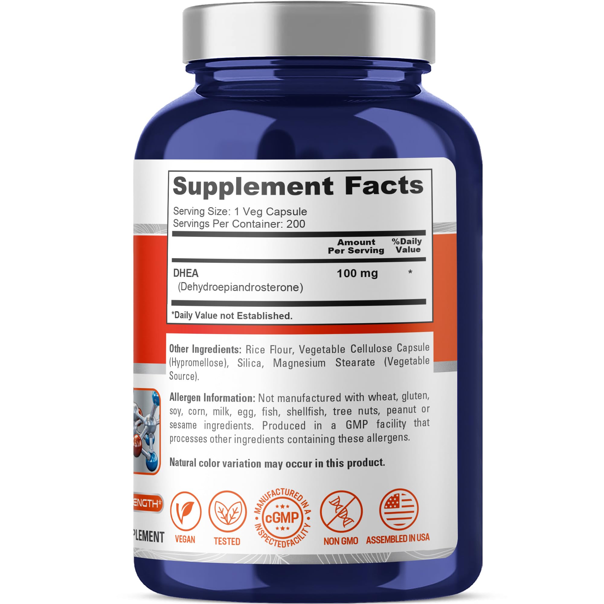 NusaPure DHEA 100mg 200 Veggie Capsules (Vegetarian, Non-GMO) NusaPure uk supplements