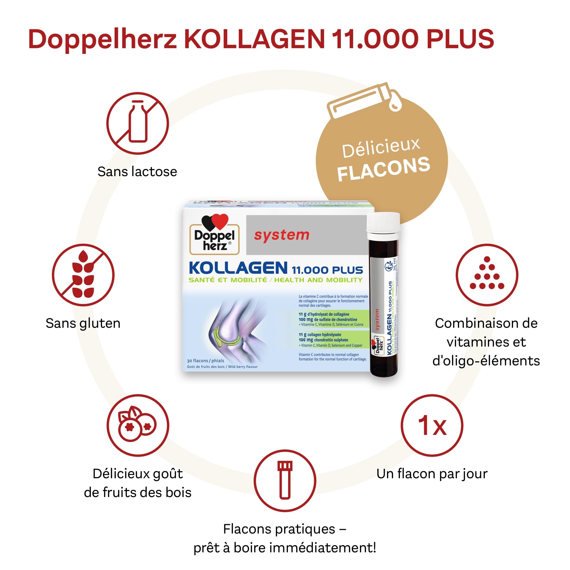 Doppelherz - Kollagen 11000 Plus - Collagen hydrolysate, chondroitin Sulphate, Vitamins C and D and Trace Elements Doppelherz uk supplements