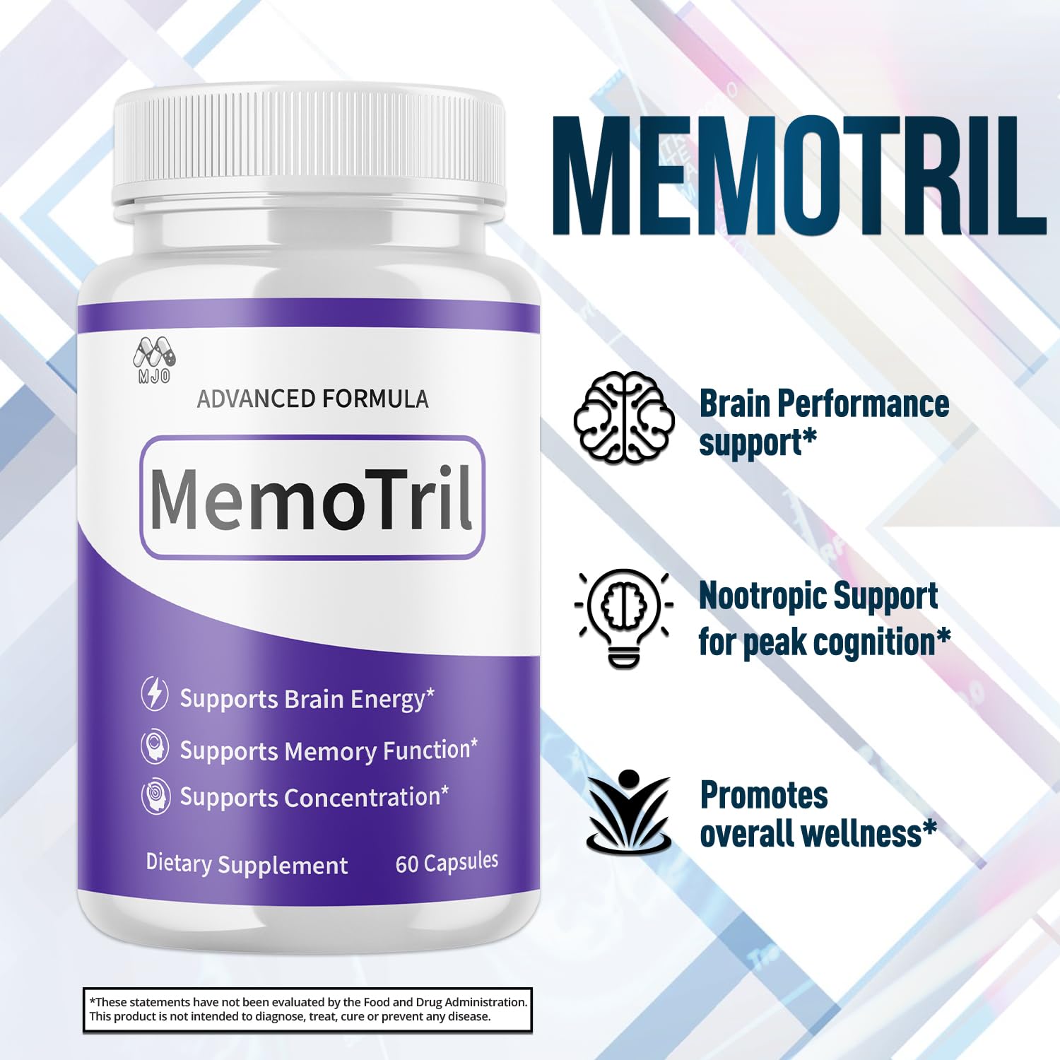 (3 Pack) Memotril Capsules, Official Memo Tril Supplement Pills with All Natural Ingredients, Advanced Memotril for Brain Health & Wellness Support with Premium Vitamins for Women & Men (180 Capsules) MJO uk supplements