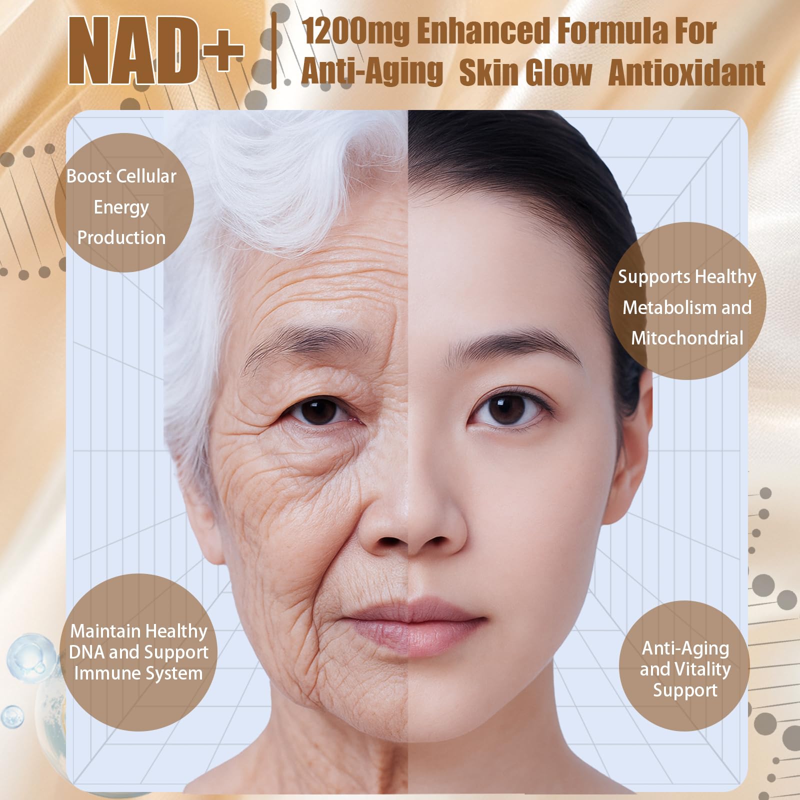 NAD+Advanced Cellular Renewal - 1200mg NAD+Liquid Supplements for Energy & Focus - 10 Vials (1) Lexenic uk supplements